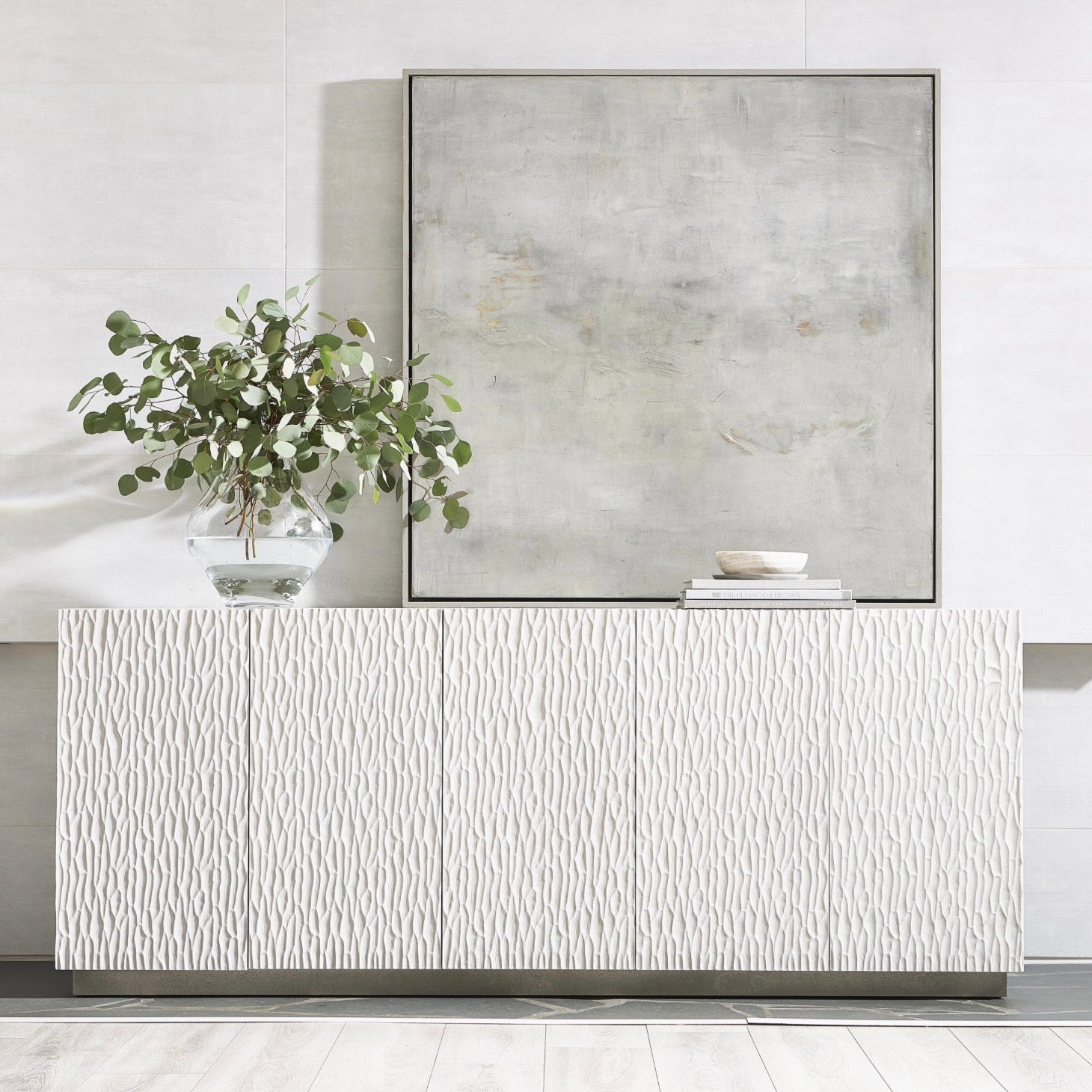 Bernhardt Solaria Collection Entertainment Credenza ~ Weathered Bone Finish - Image 1