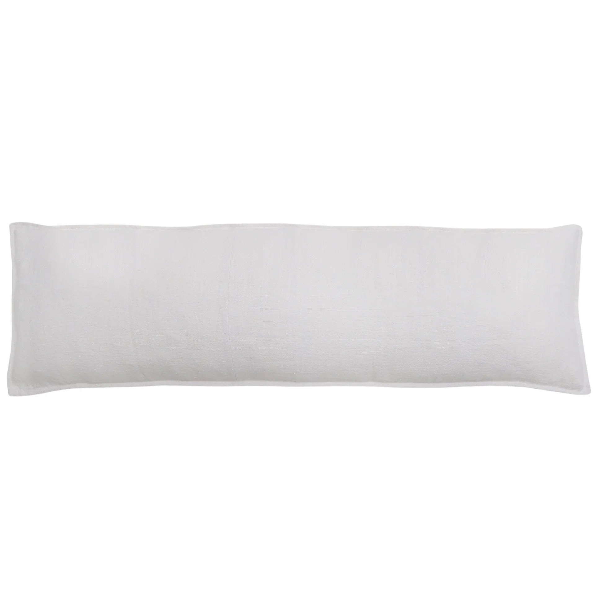 Pom Pom at Home Montauk White Linen Body Pillow with Insert  ~ 18 x 60 - Image 1