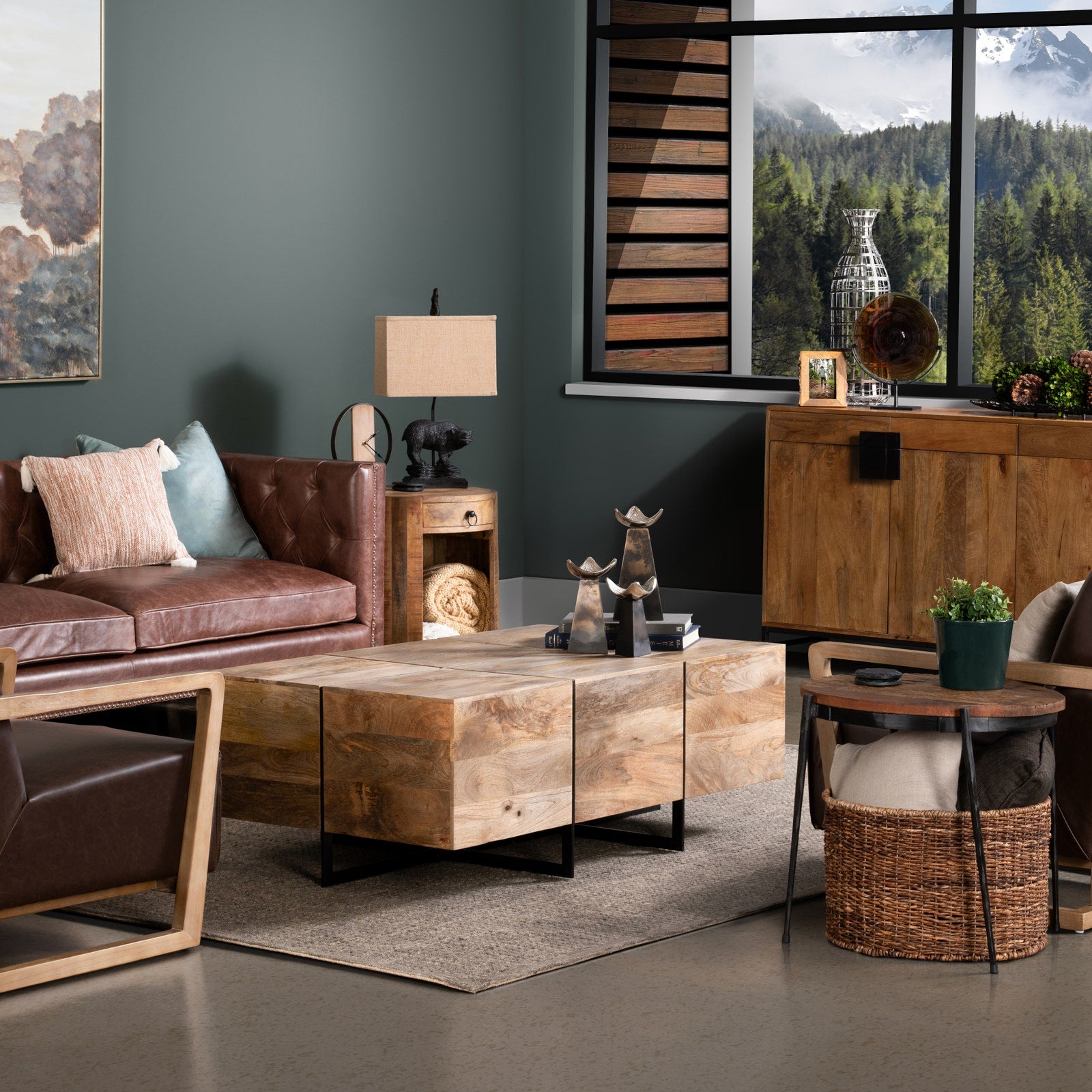 Crestview Collection Brennon Mango Wood Rectangular Coffee Table - Image 1