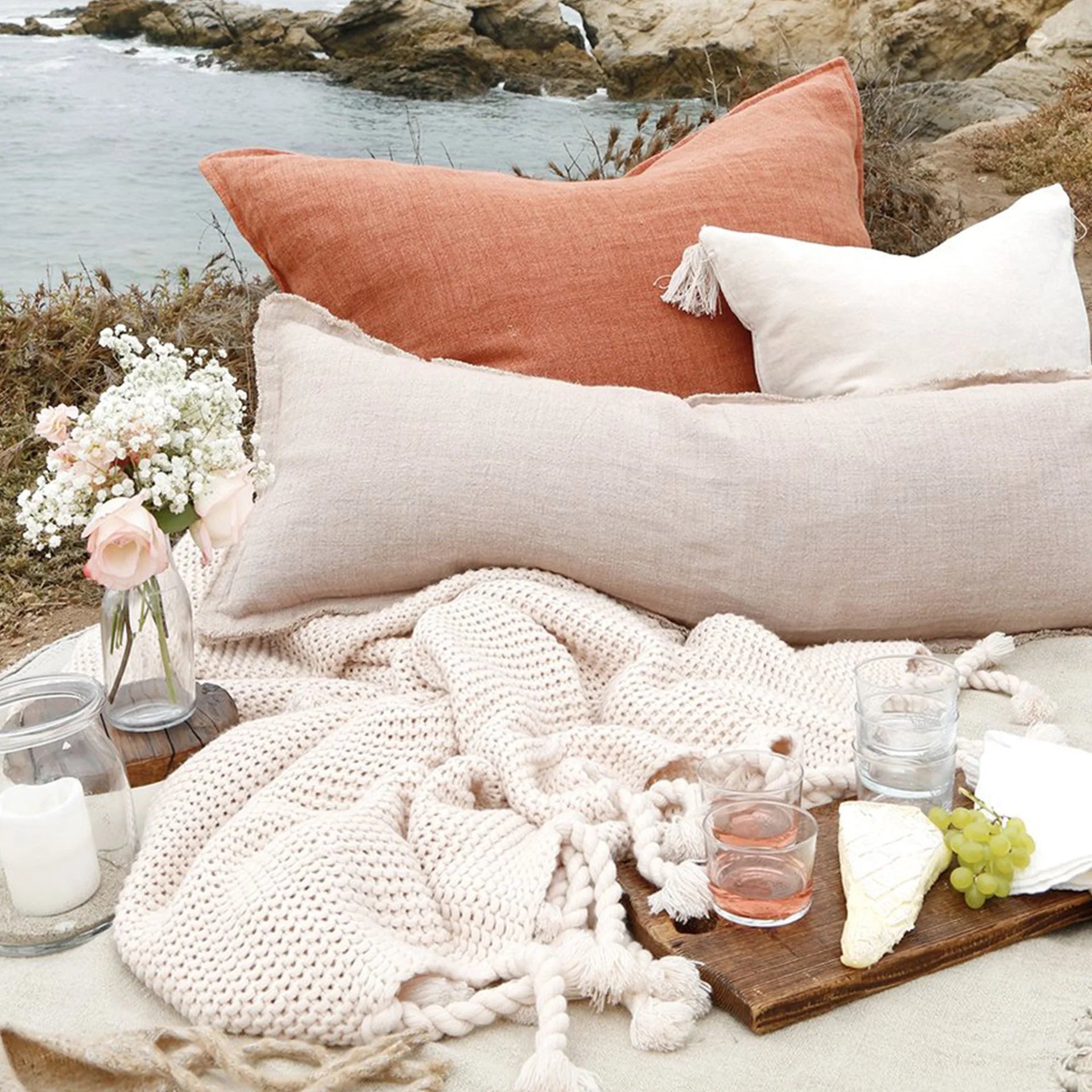 Pom Pom at Home Montauk Terracotta Linen Big Pillow with Insert  ~ 28 x 36 - Image 2