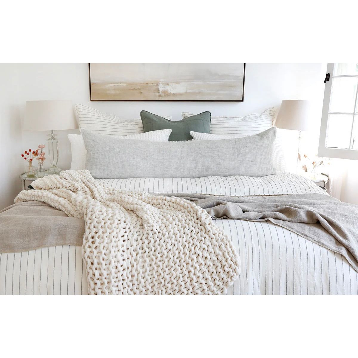 Pom Pom at Home Finn Antique White Hand Knit Chunky Throw Blanket ~ 50” x 60” - Image 1