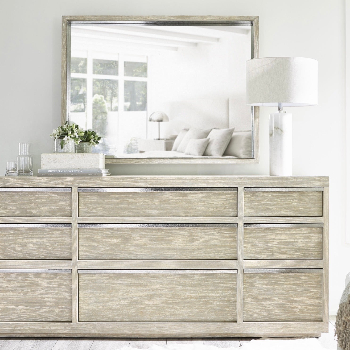 Bernhardt Solaria Collection Mirror ~ Dune Finished Wood Frame