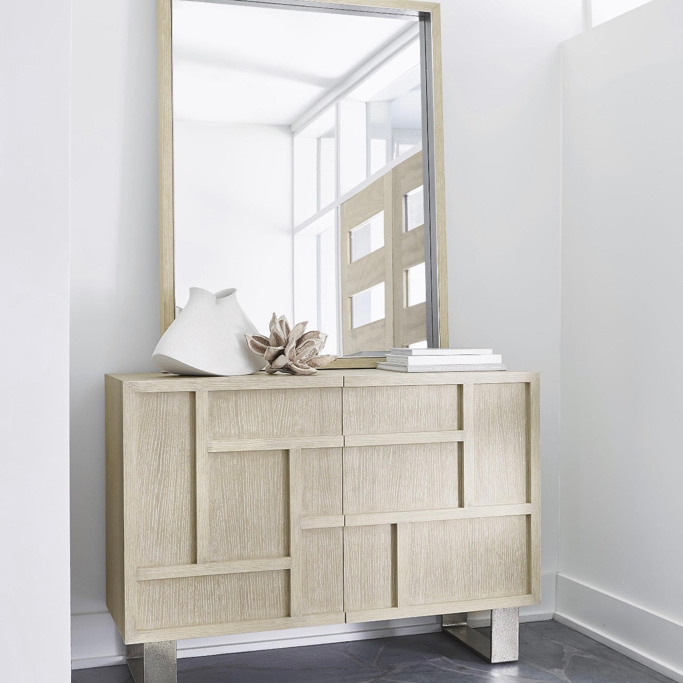 Bernhardt Solaria Collection Mirror ~ Dune Finished Wood Frame - Image 2