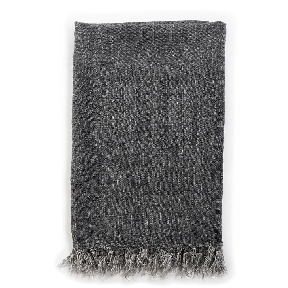 Pom Pom at Home Montauk Charcoal Linen Throw Blanket ~ 50” x 70” - Image 1