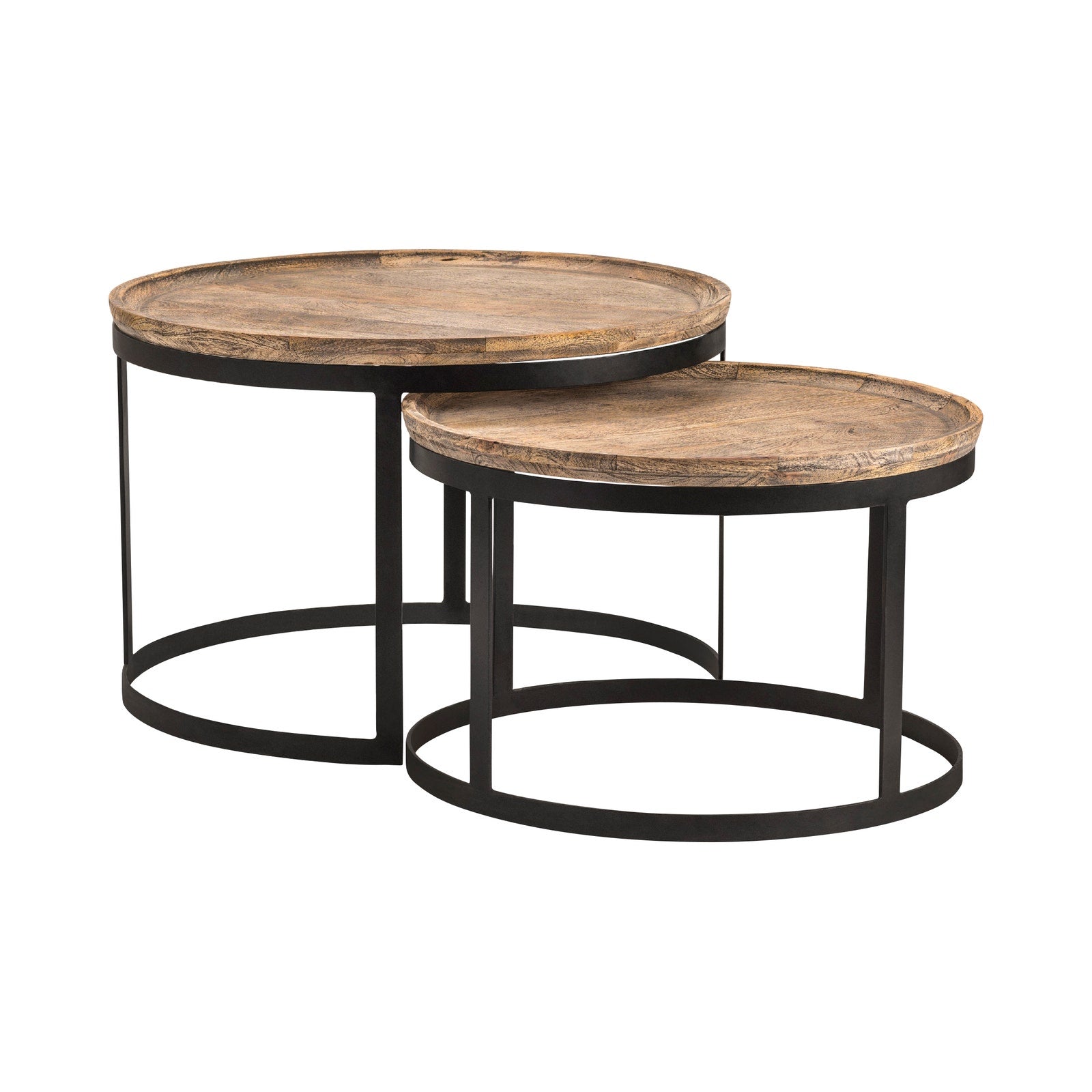 Crestview Collection Traymore Set of 2 Wood and Metal Nesting Coffee Tables - Image 2