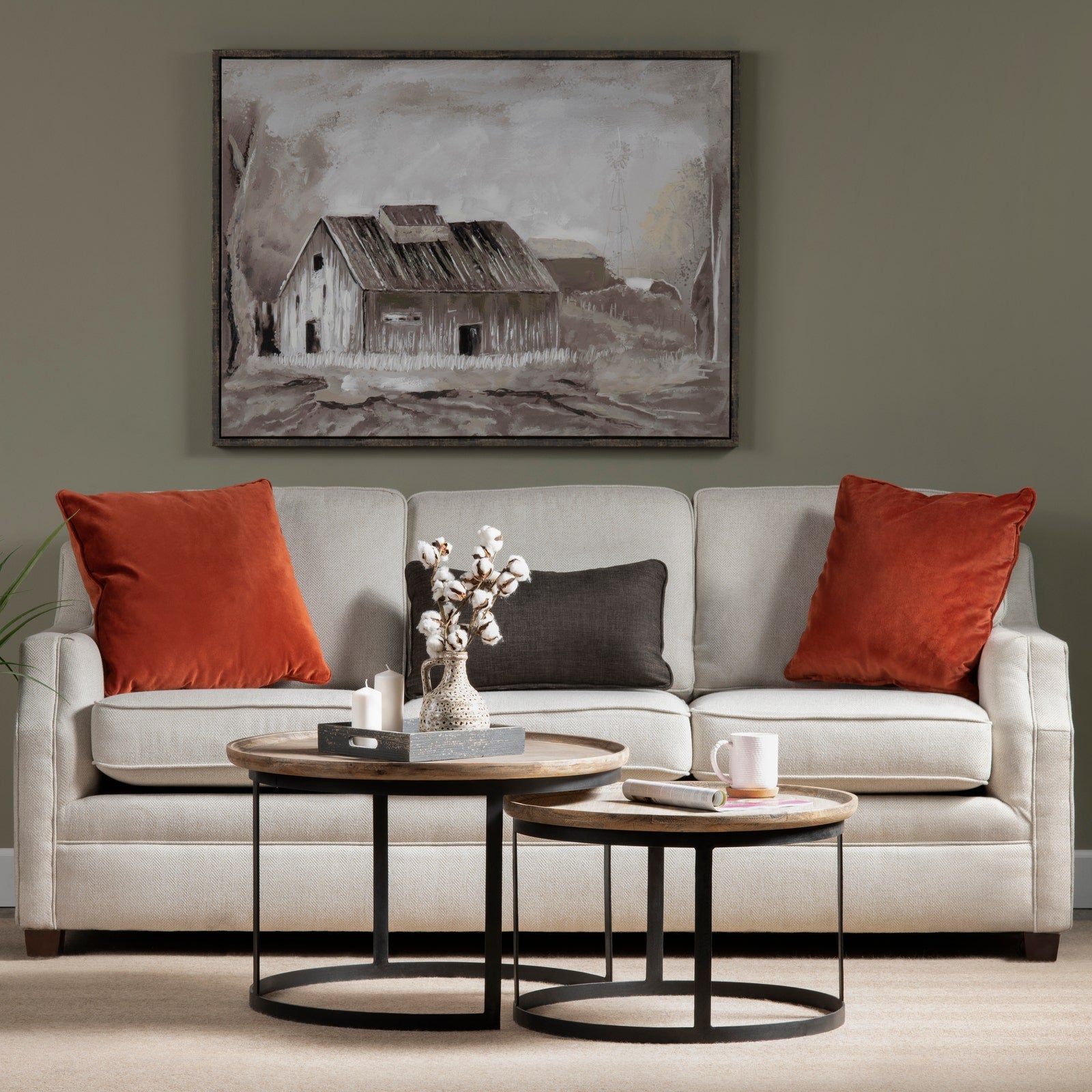 Crestview Collection Traymore Set of 2 Wood and Metal Nesting Coffee Tables - Image 1
