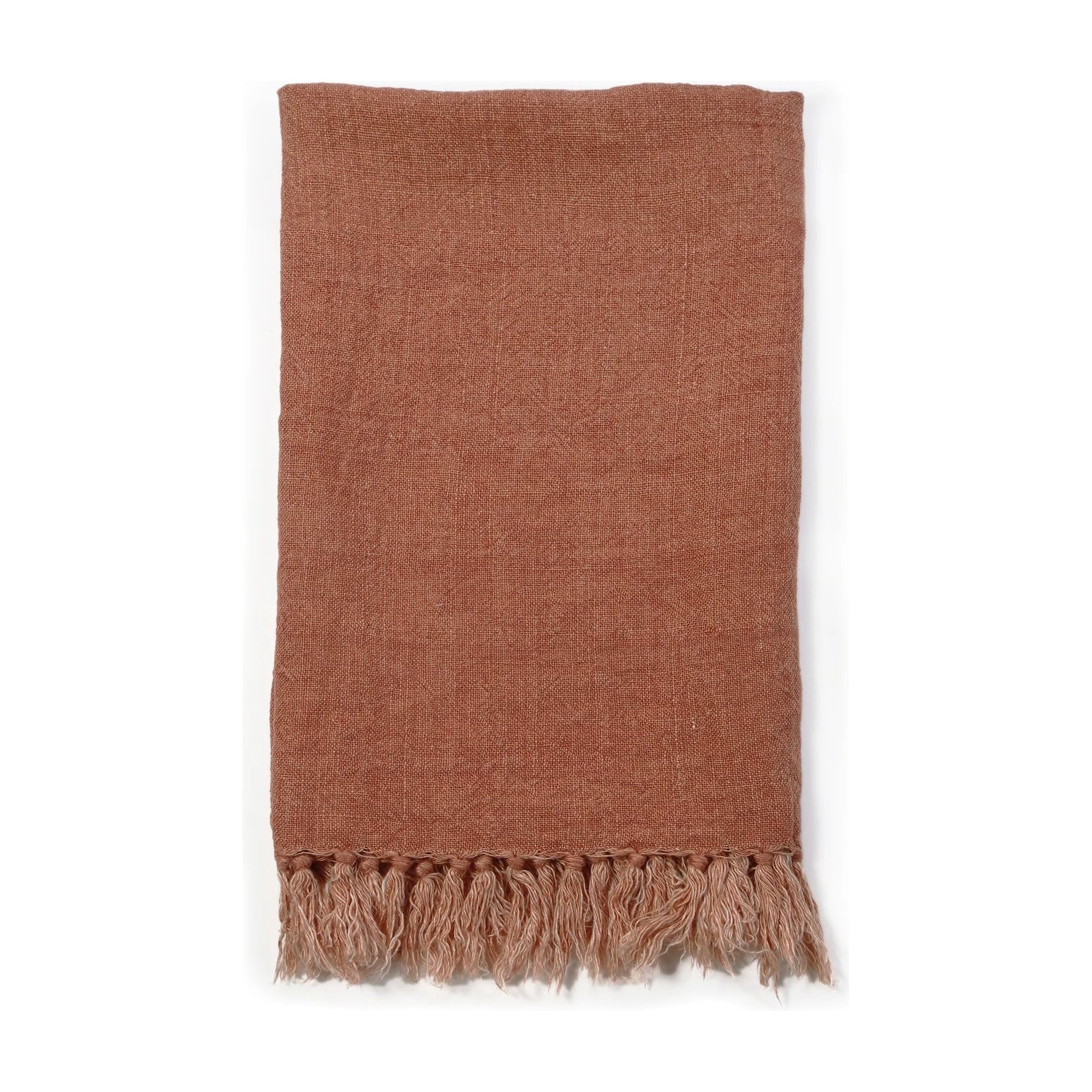 Pom Pom at Home Montauk Terracotta Linen Throw Blanket ~ 50” x 70” - Image 1