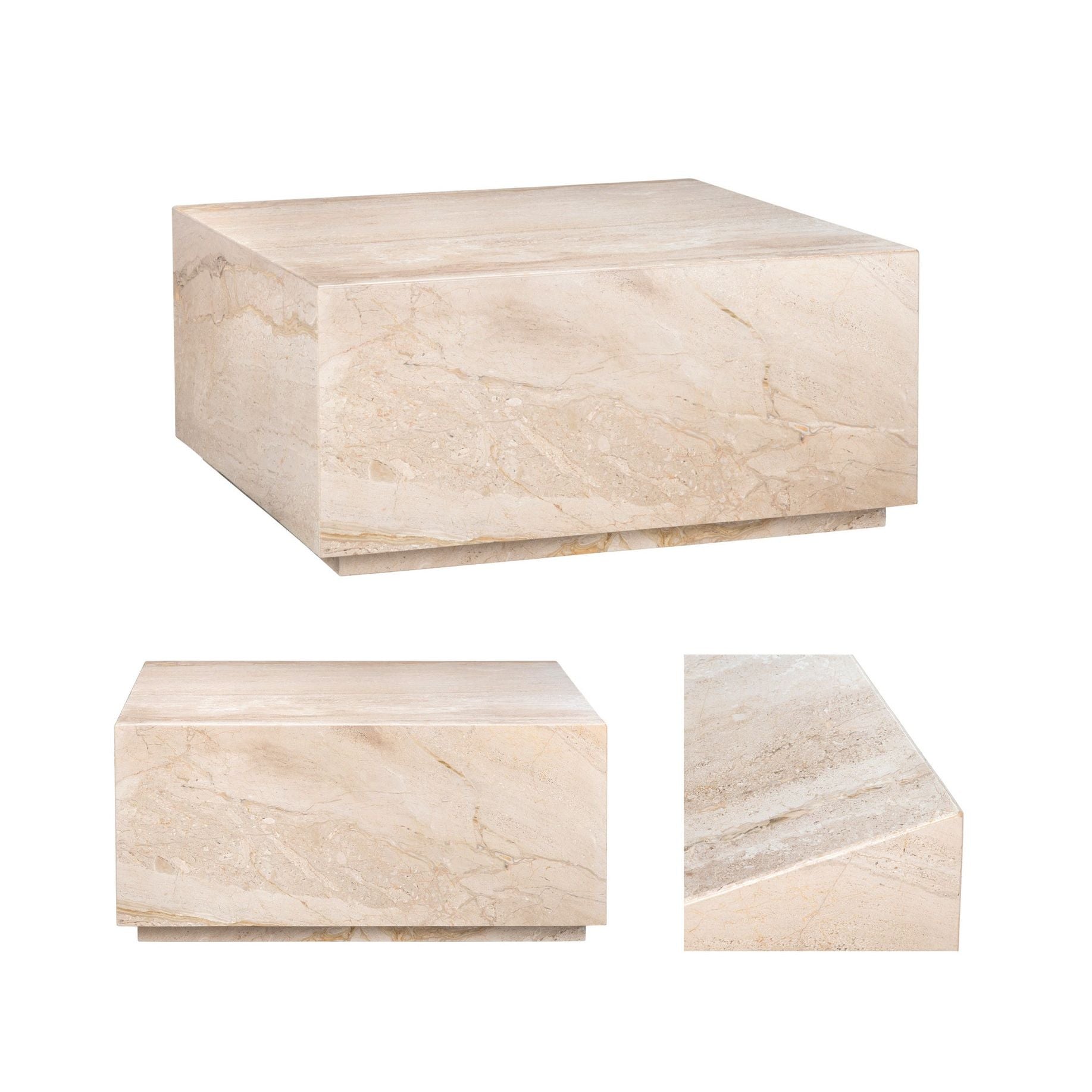 Crestview Collection Florence Natural Marble Coffee Table - Image 3
