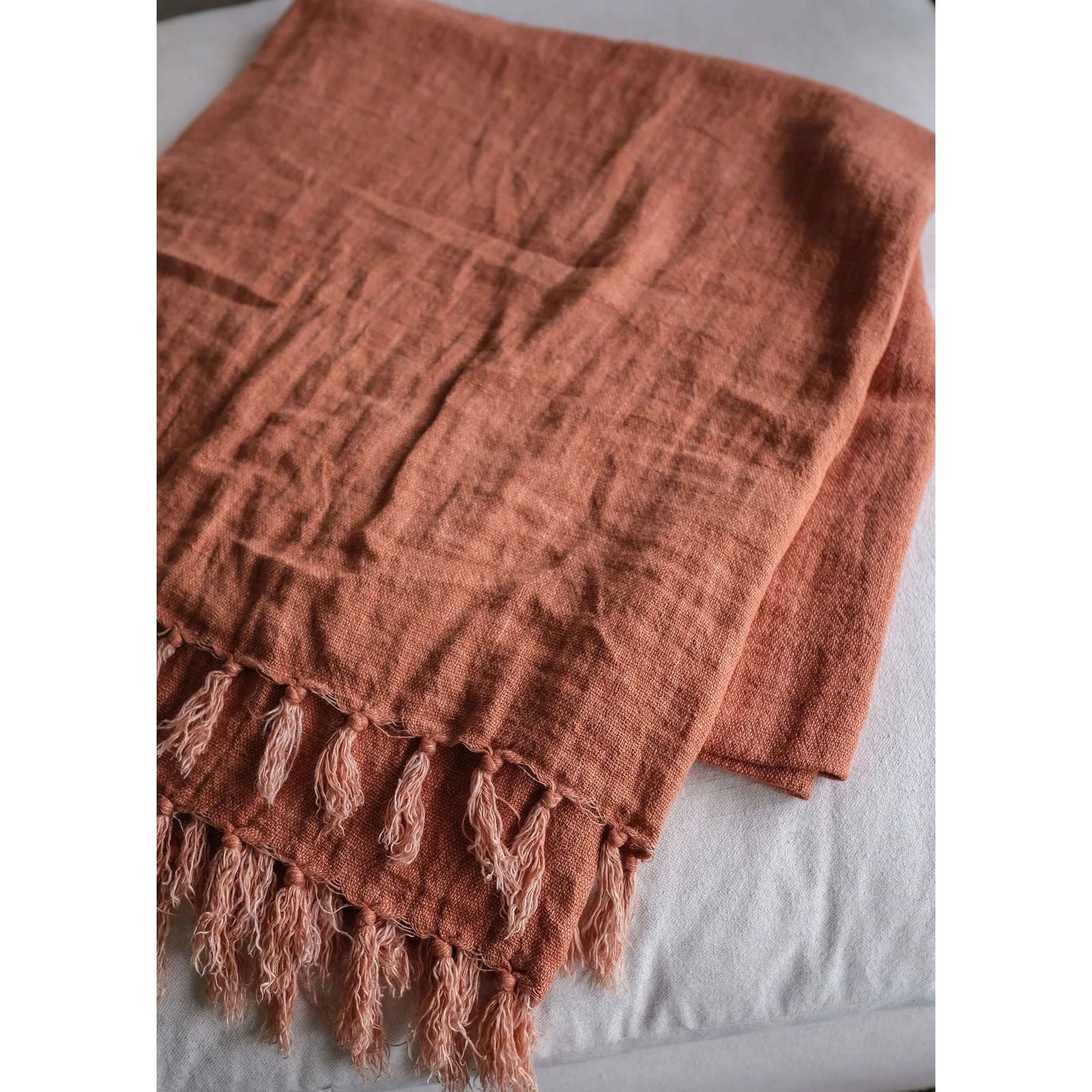 Pom Pom at Home Montauk Terracotta Linen Throw Blanket ~ 50” x 70” - Image 2