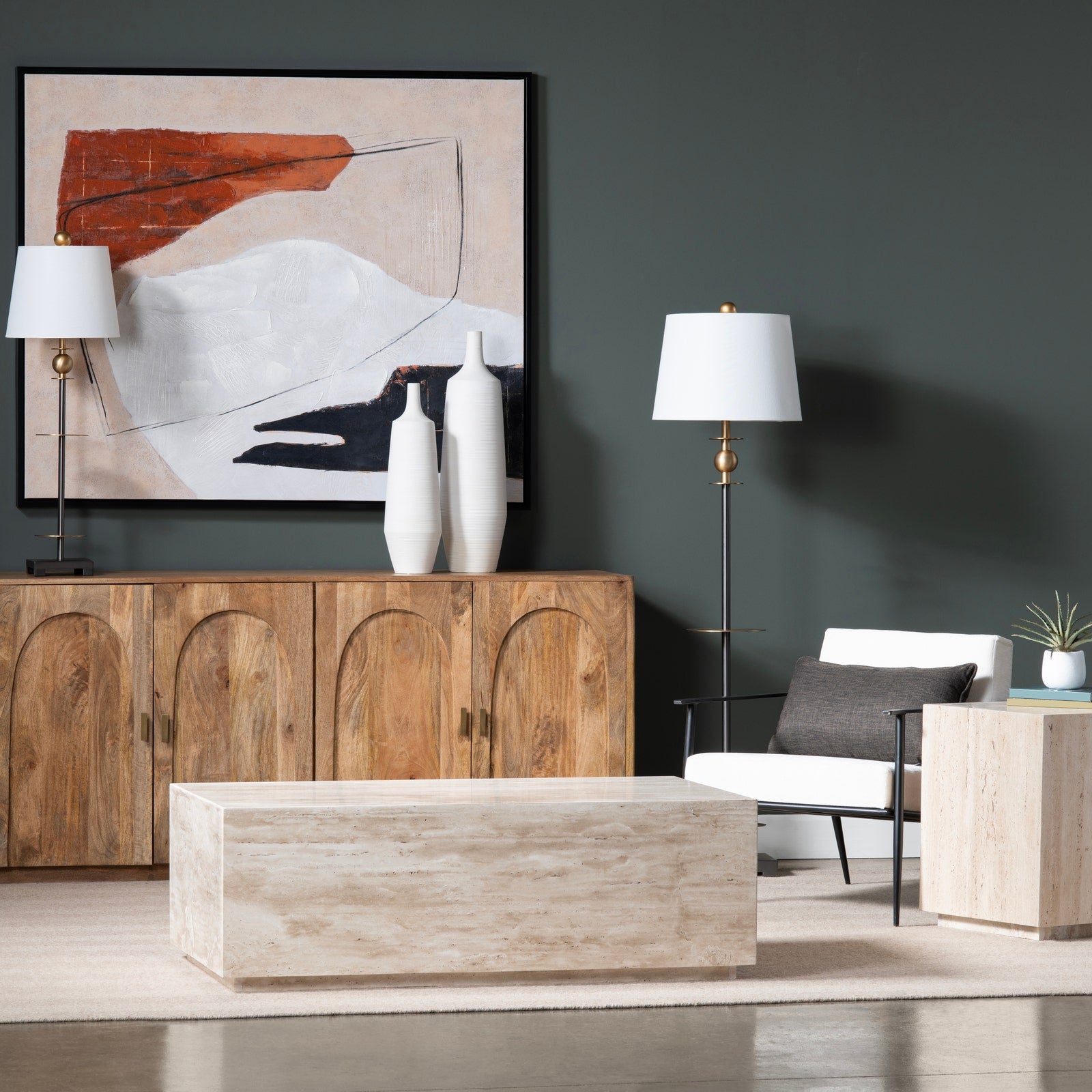 Crestview Collection Palermo Travertine Coffee Table - Image 1