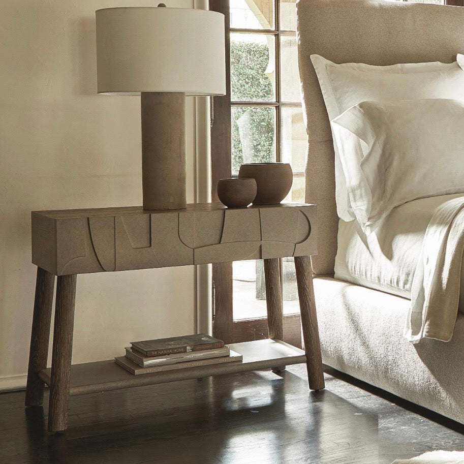 Bernhardt Casa Paros Collection One Drawer Nightstand ~ Bedrock Faux Concrete Finish