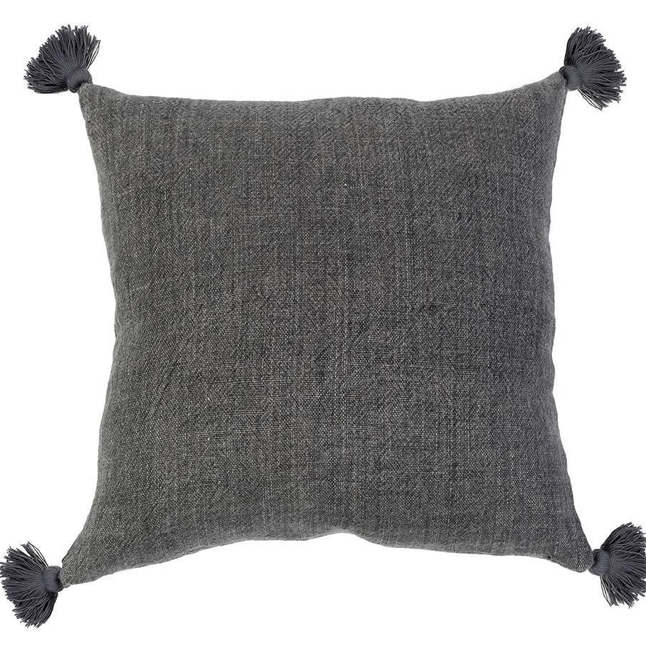 Pom Pom at Home Montauk Charcoal Linen Pillow with Tassels ~ 20 x 20 - Image 1