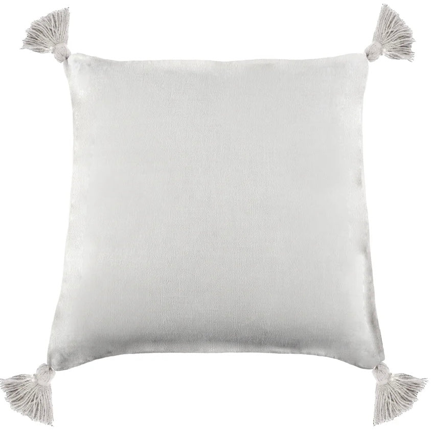 Pom Pom at Home Montauk Pure White Linen Pillow with Tassels ~ 20 x 20 - Image 1