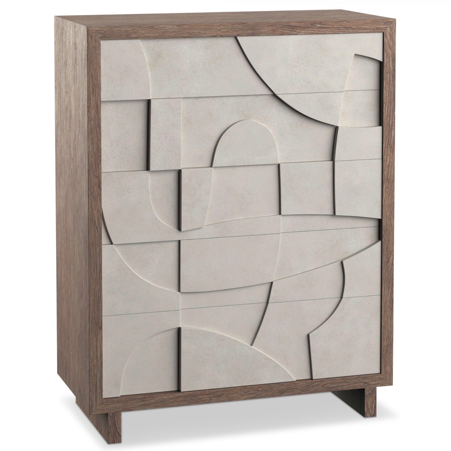 Bernhardt Casa Paros Collection Five- Drawer Tall Drawer Chest ~ Bedrock Faux Concrete Finish - Image 3