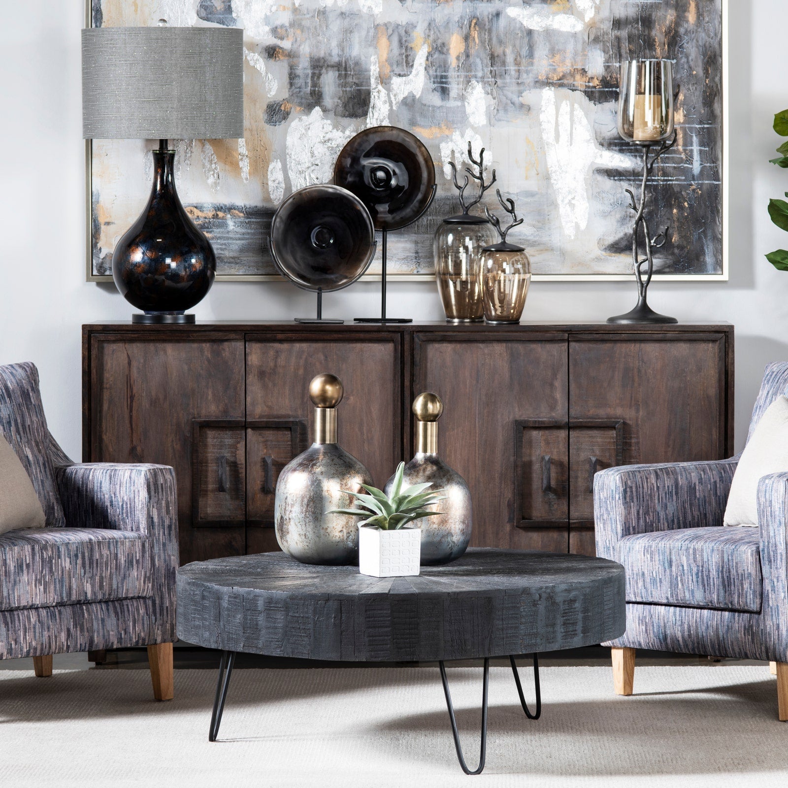 Crestview Collection Dummond Black Round Coffee Table - Image 1