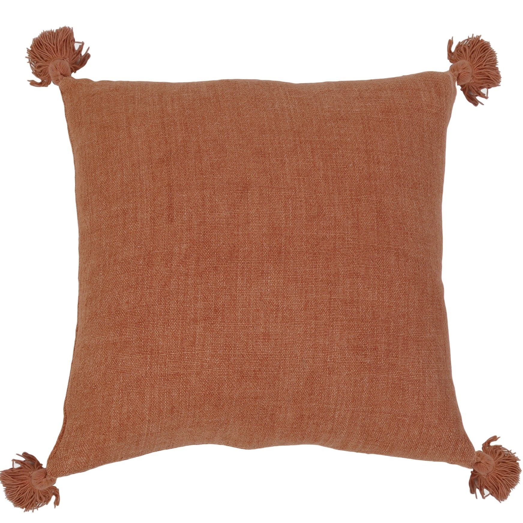 Pom Pom at Home Montauk Terracotta Linen Pillow with Tassels ~ 20 x 20 - Image 1