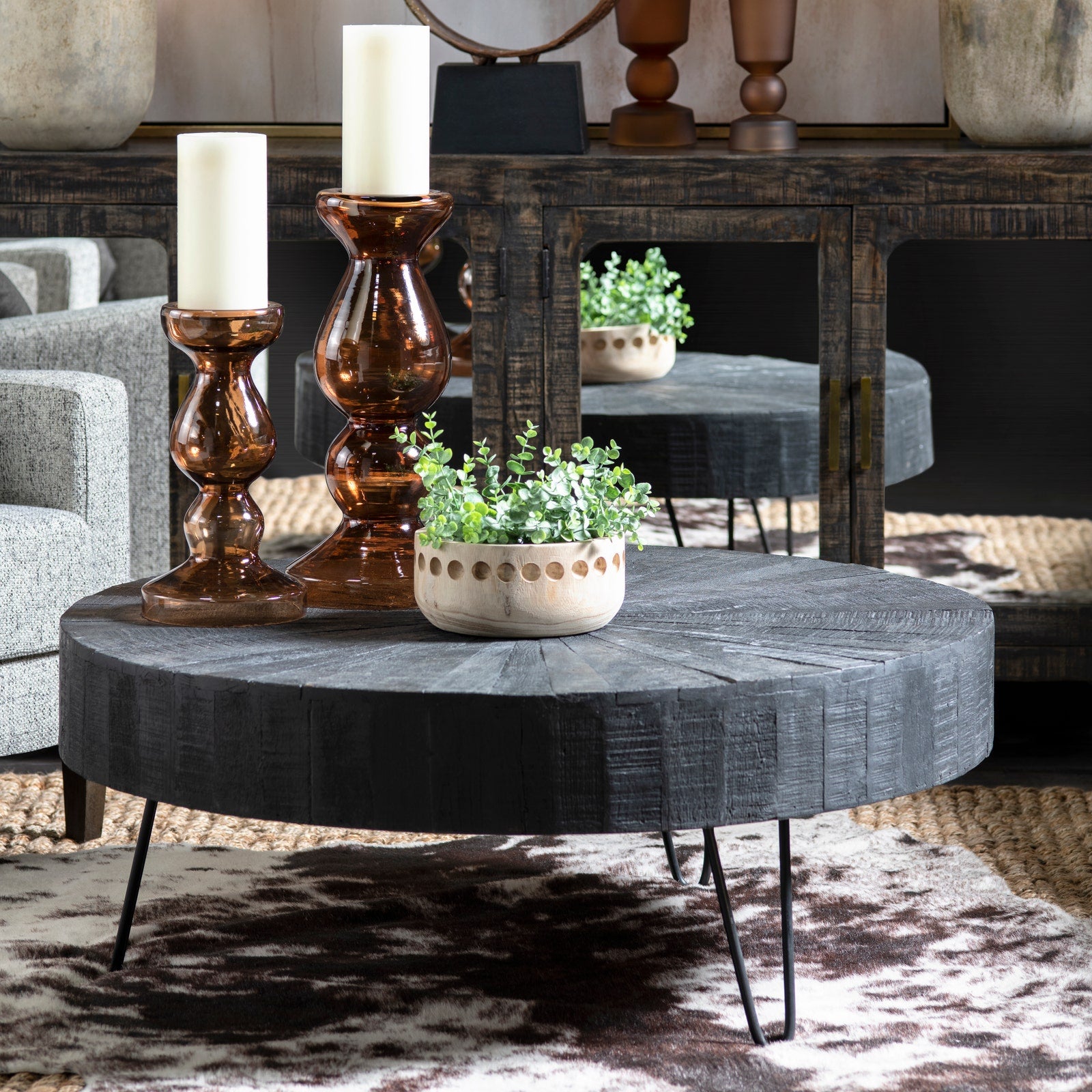 Crestview Collection Dummond Black Round Coffee Table - Image 2