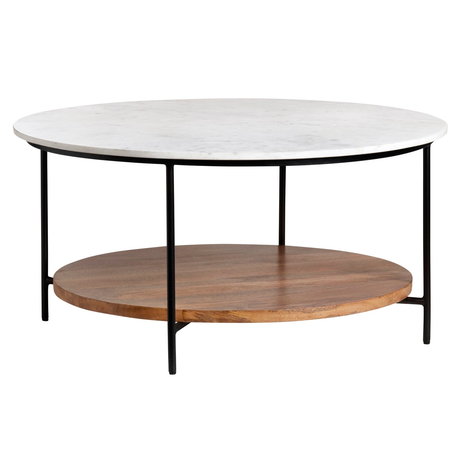 Crestview Collection Brewpub Marble and Wood Round Coffee Table - Image 1