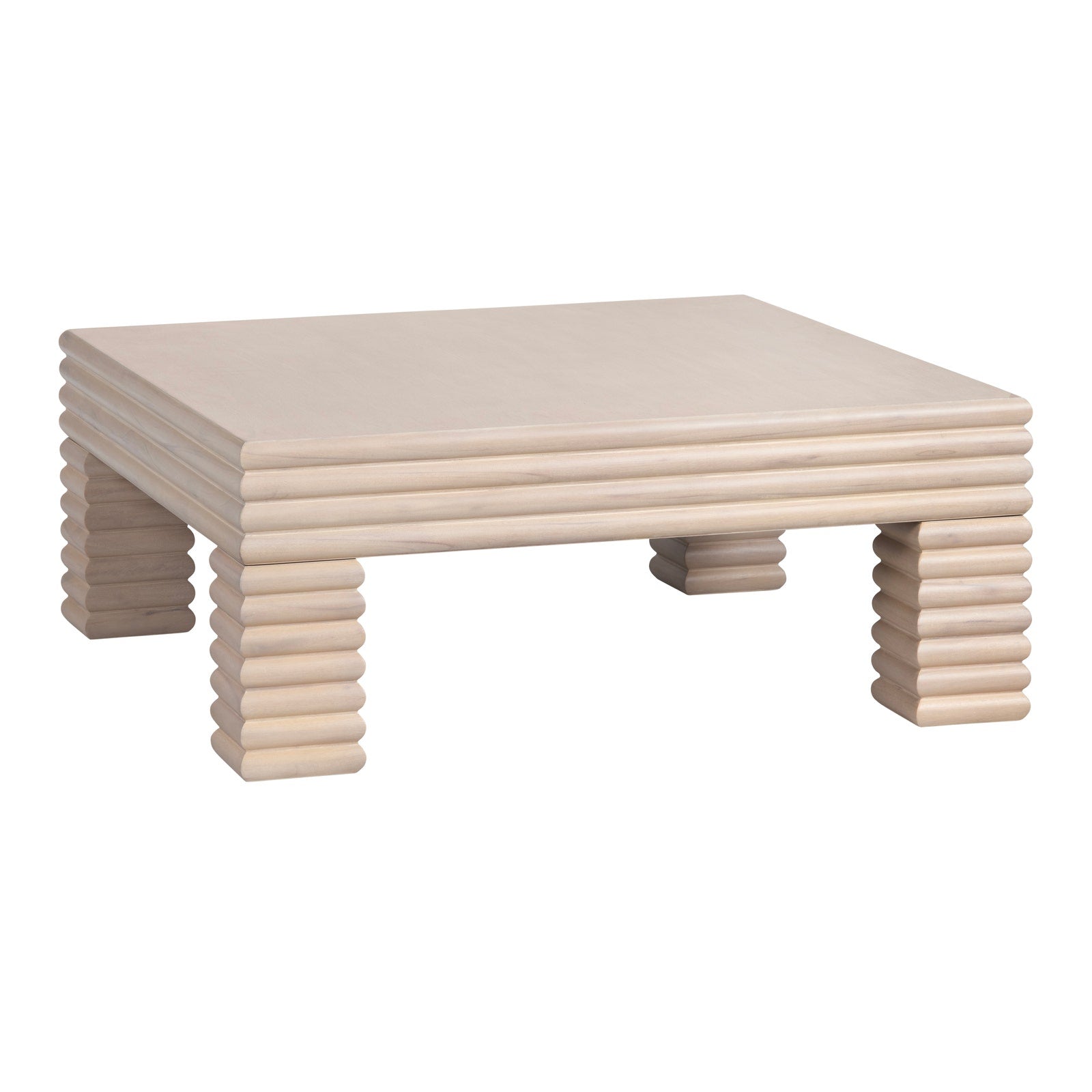 Crestview Collection Piper Natural Fluted Wood Coffee Table - Image 1