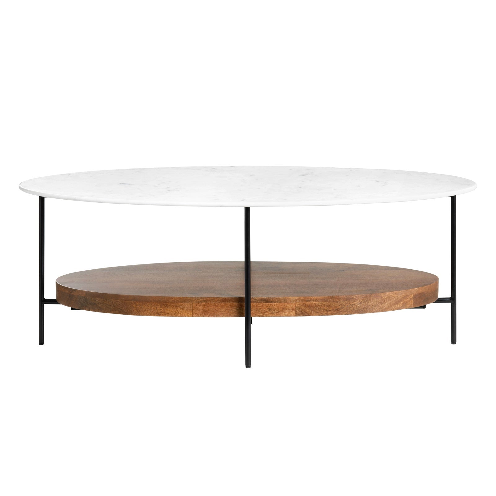 Crestview Collection Brewpub White Marble and Wood Oblong Coffee Table - Image 3