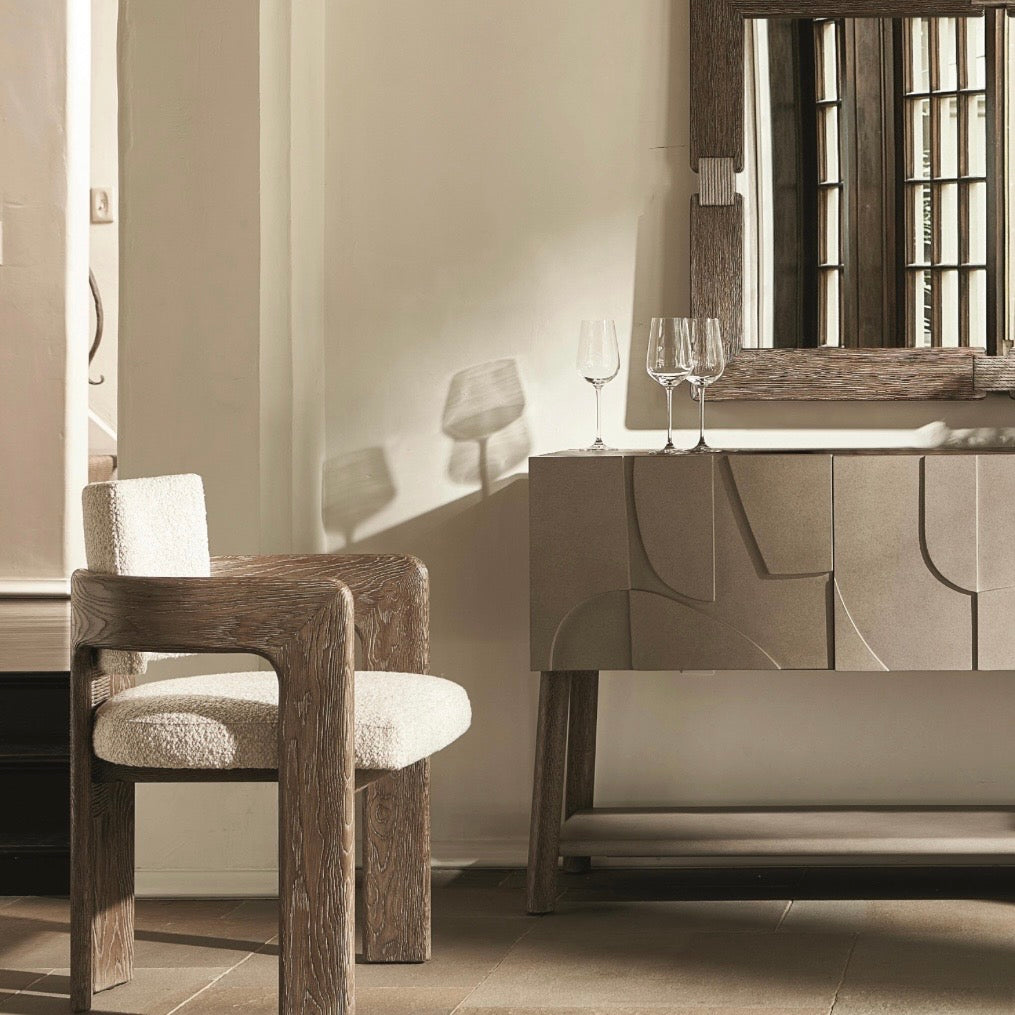 Bernhardt Casa Paros Collection Wood Framed Upholstered Dining Armchair ~ Playa Finish - Image 3