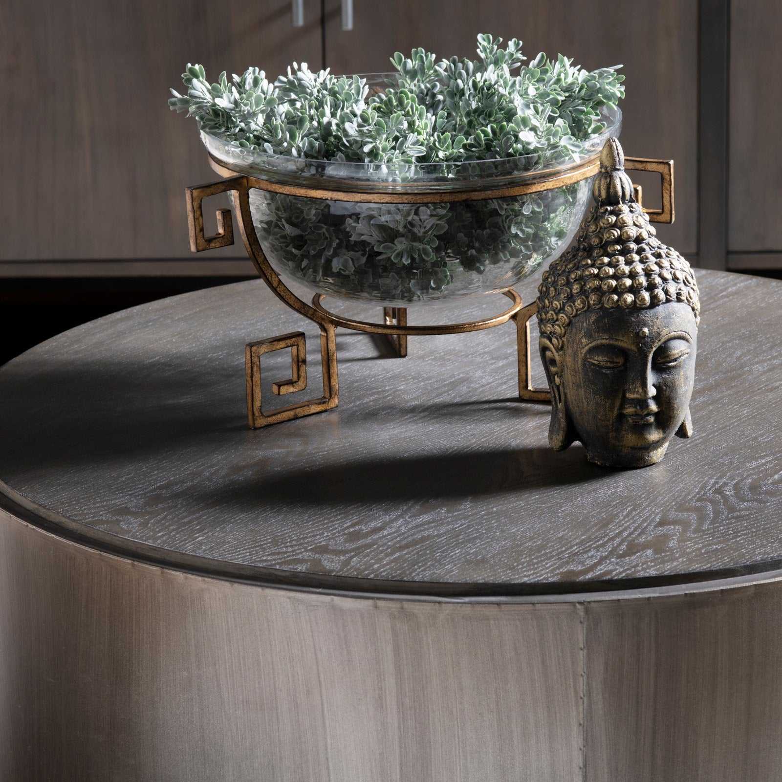 Crestview Collection Trenton Modern Grey Round Coffee Table - Image 3