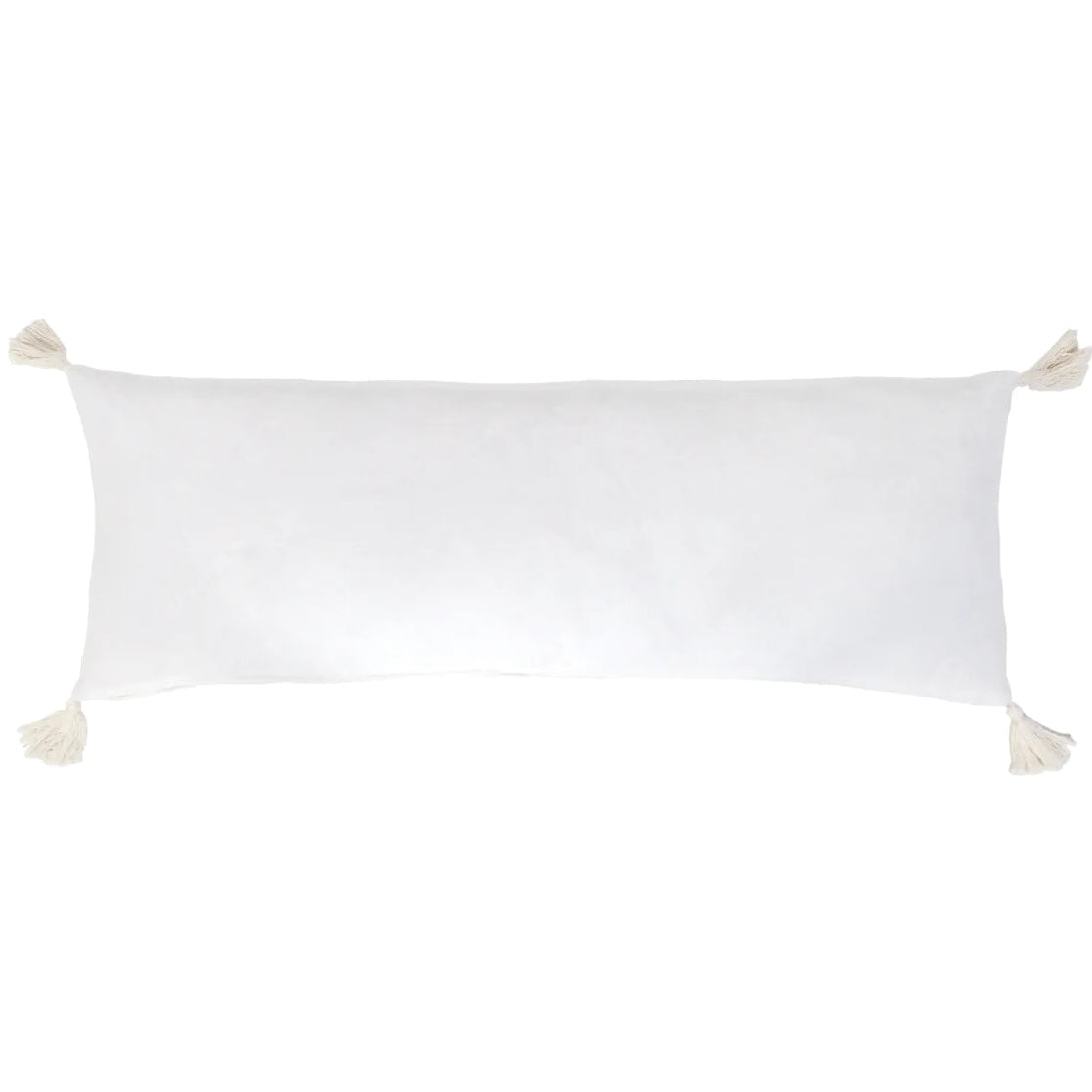 Pom Pom at Home Bianca White Velvet Rectangular Pillow with Insert  ~ 14 x 40 ~ SWEETHEART SALE ~ LIMITED QUANTITY - Image 1