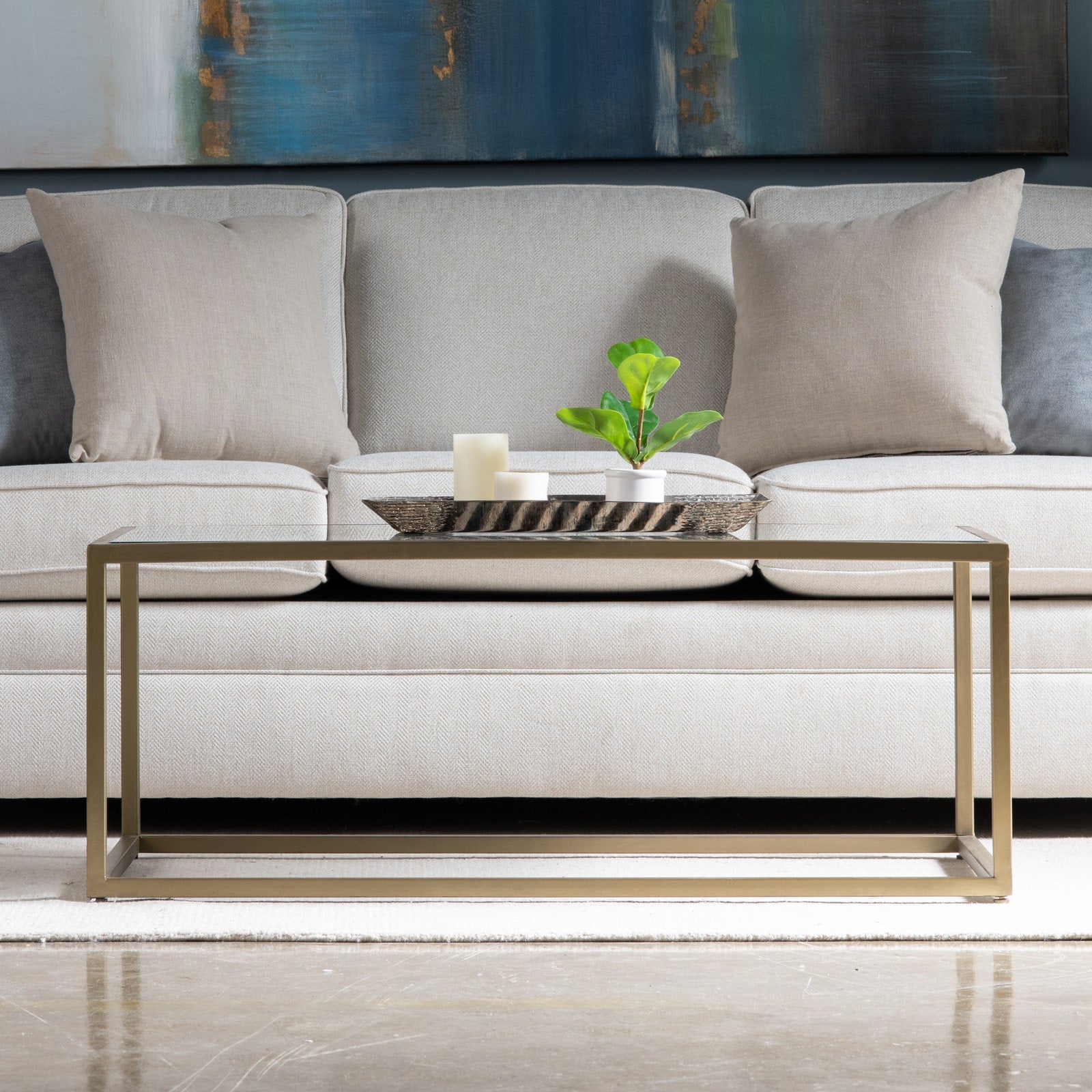 Crestview Collection Christian Rectangular Iron And Glass Coffee Table - Image 1