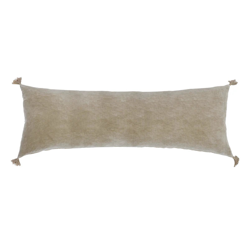 Pom Pom at Home Bianca Natural Velvet Rectangular Pillow with Insert  ~ 14 x 40” ~ SWEETHEART SALE ~ LIMITED QUANTITY - Image 1