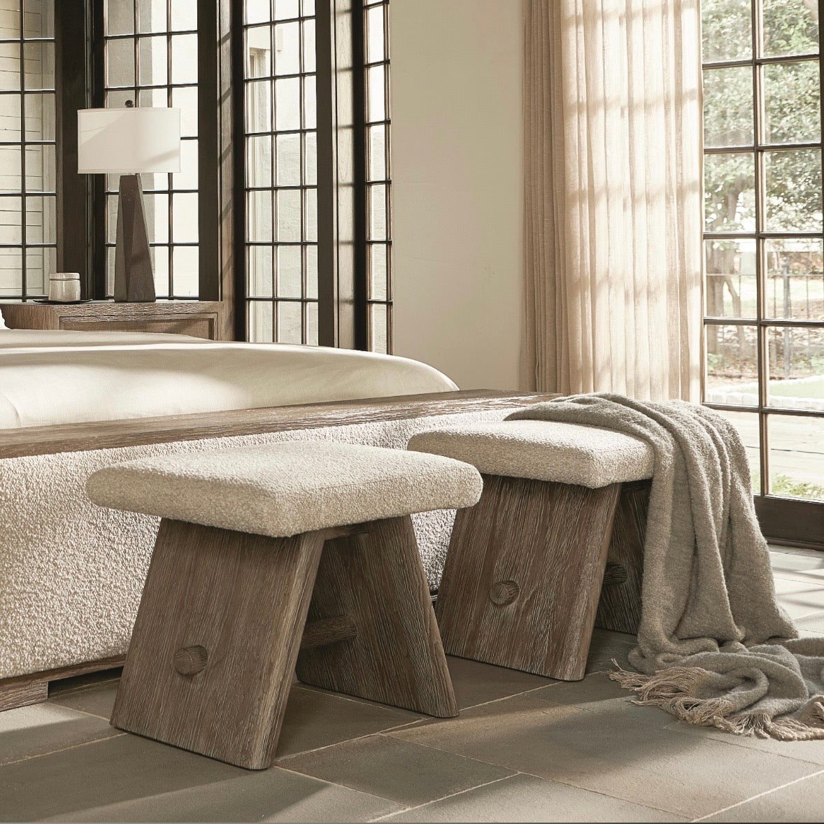 Bernhardt Casa Paros Collection A- Frame Bench with Upholstered Seat