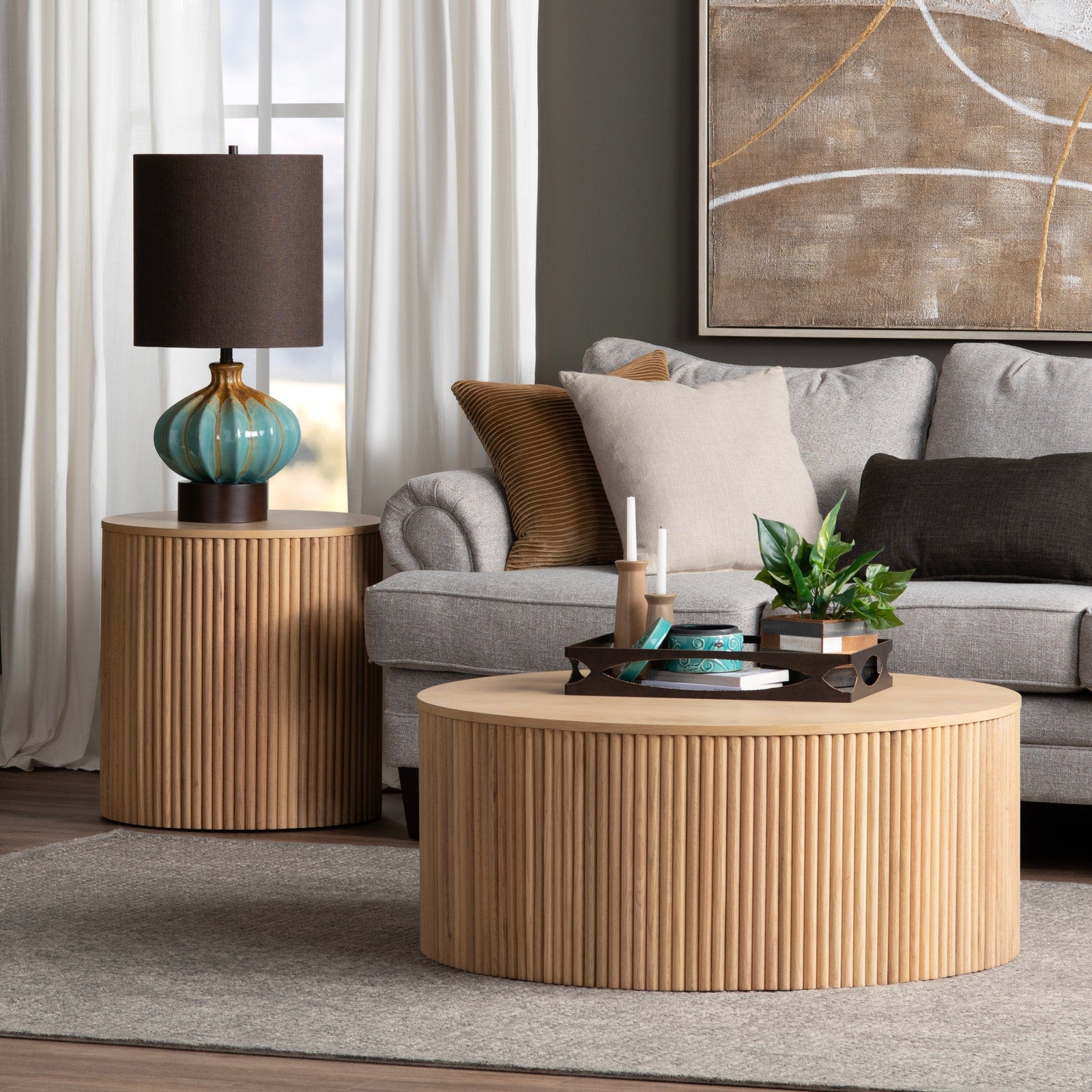 Crestview Collection Henley Fluted Wood Round Coffee Table - Image 1
