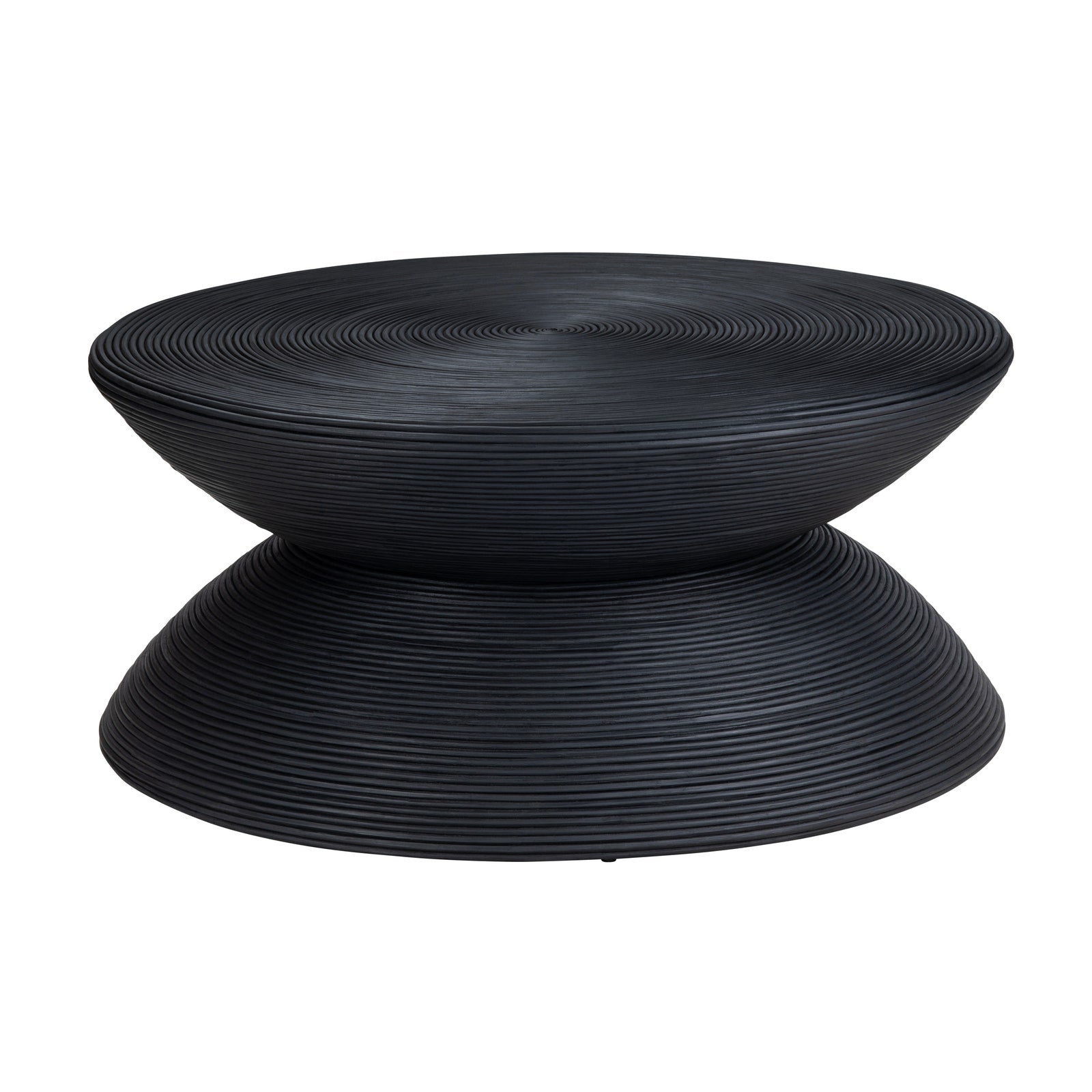 Crestview Collection Bengali Matte Black Rattan Round Coffee Table - Image 2