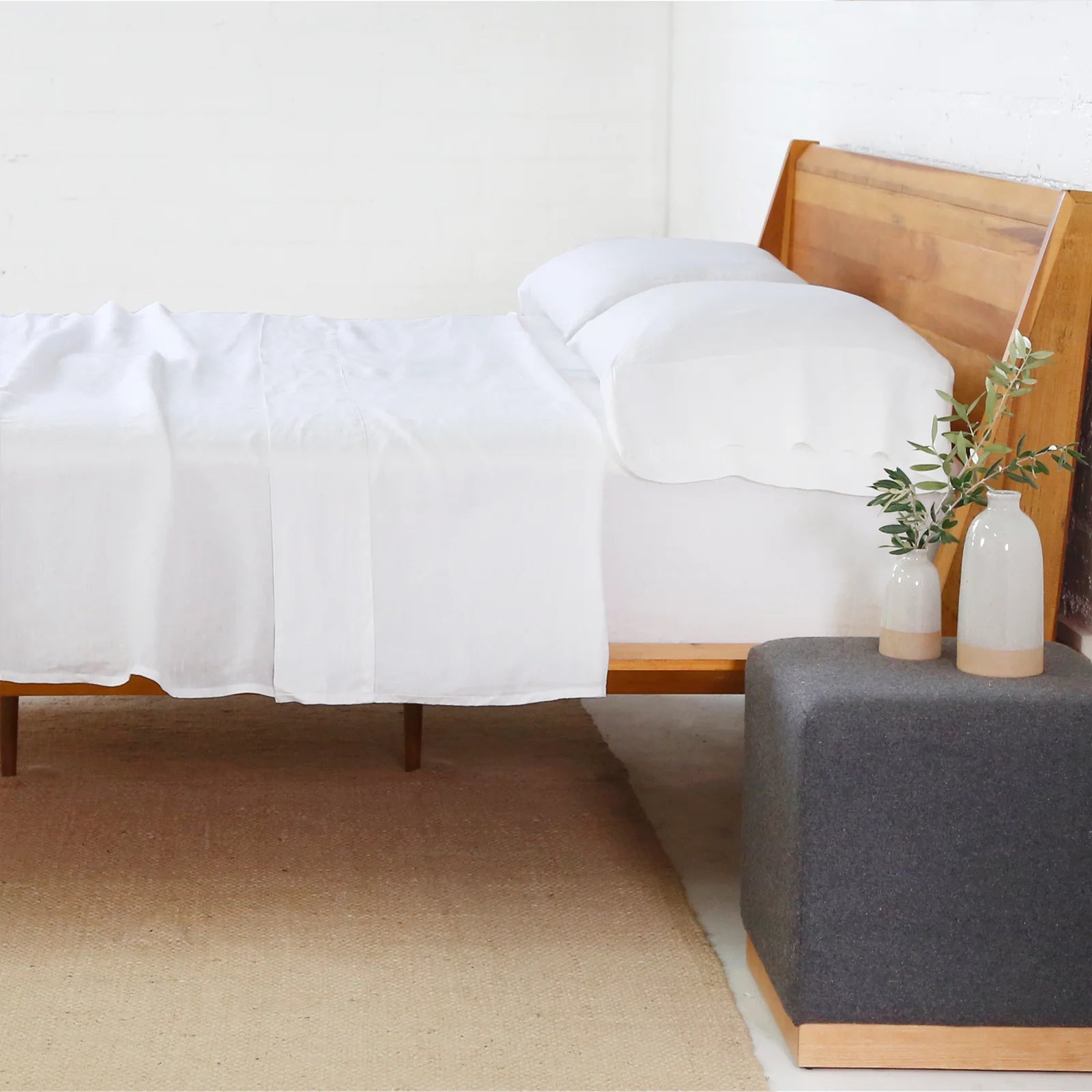 Pom Pom at Home White Linen King Sheet Set ~ Includes Flat, Fitted and 2 Pillowcases - Image 2
