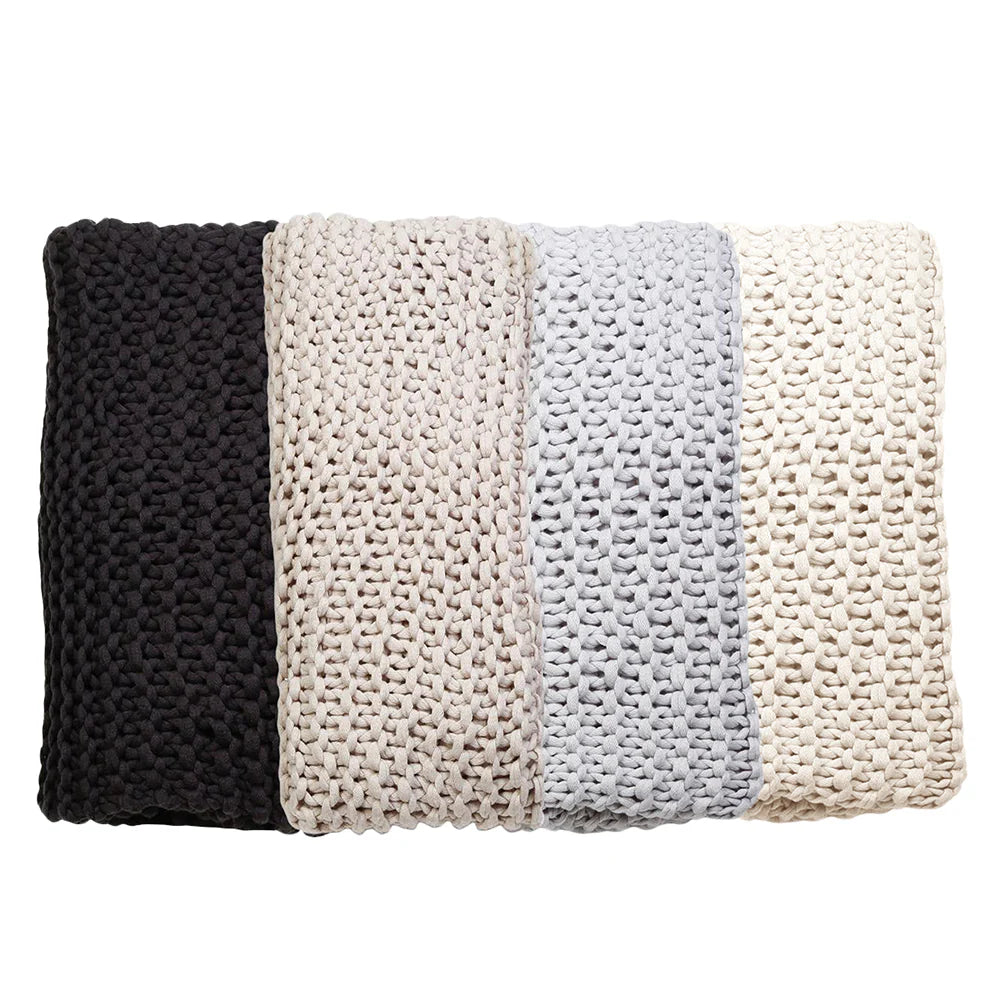 Pom Pom at Home Finn Taupe Hand Knit Chunky Throw Blanket ~ 50” x 60” - Image 3