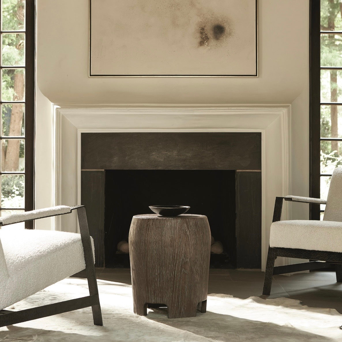 Bernhardt Casa Paros Collection Drum Shaped Accent Table ~ Playa Finish