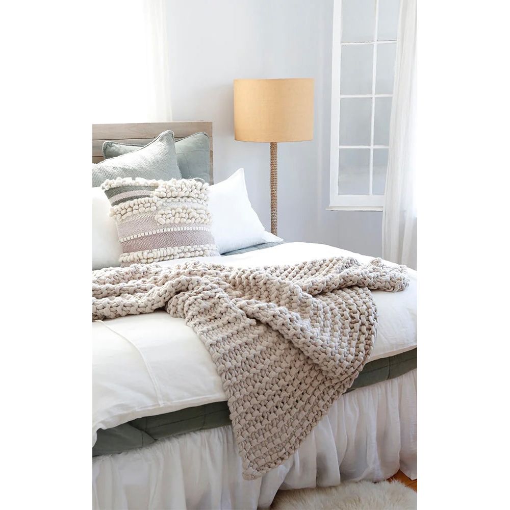 Pom Pom at Home Finn Taupe Hand Knit Chunky Throw Blanket ~ 50” x 60” - Image 2