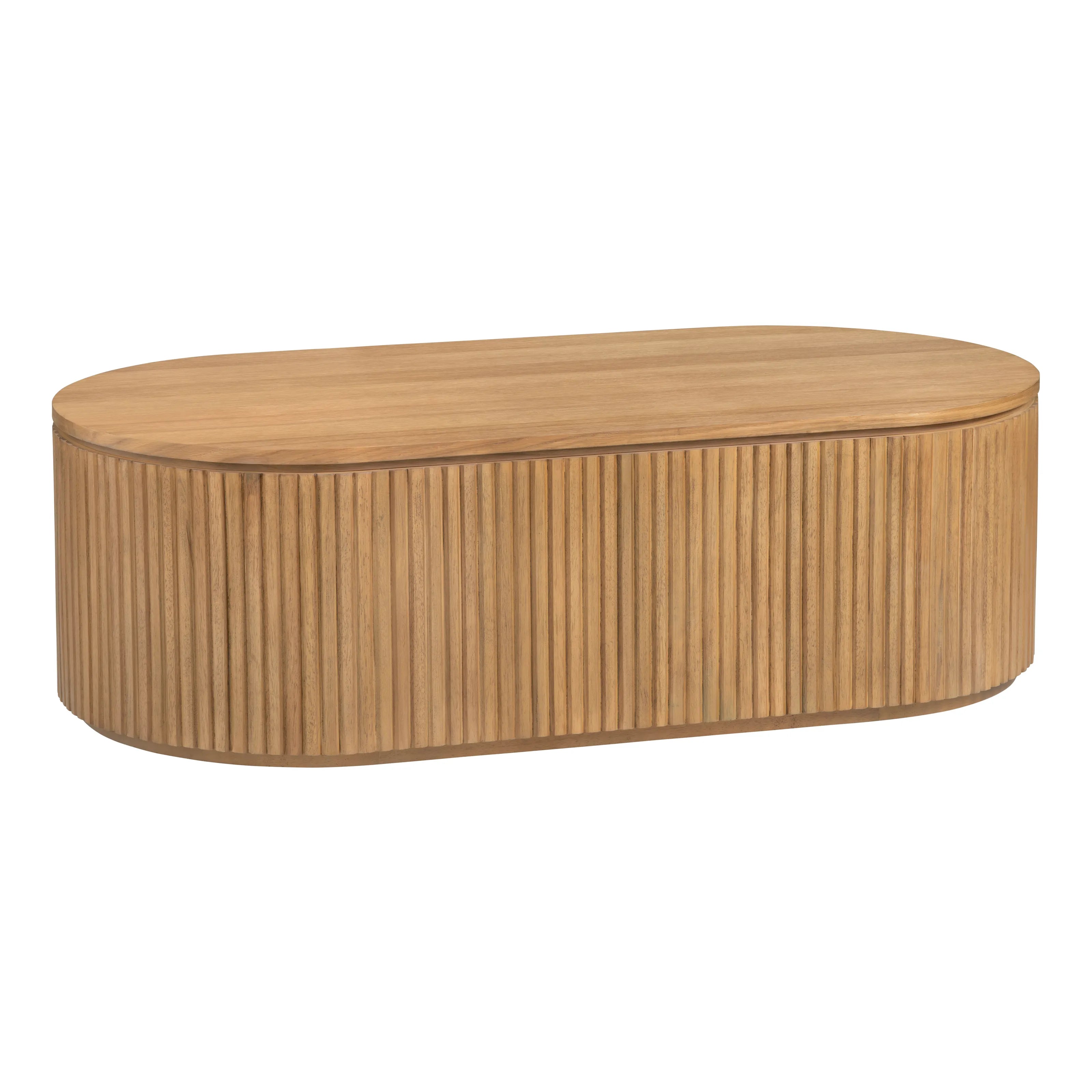 Crestview Collection Emery Modern Organic Fluted Wood Coffee Table - Image 1
