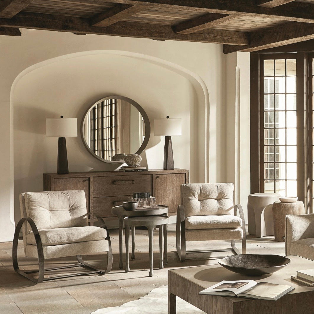 Bernhardt Casa Paros Collection Round Mirror ~ Bedrock Faux Concrete Finish - Image 2