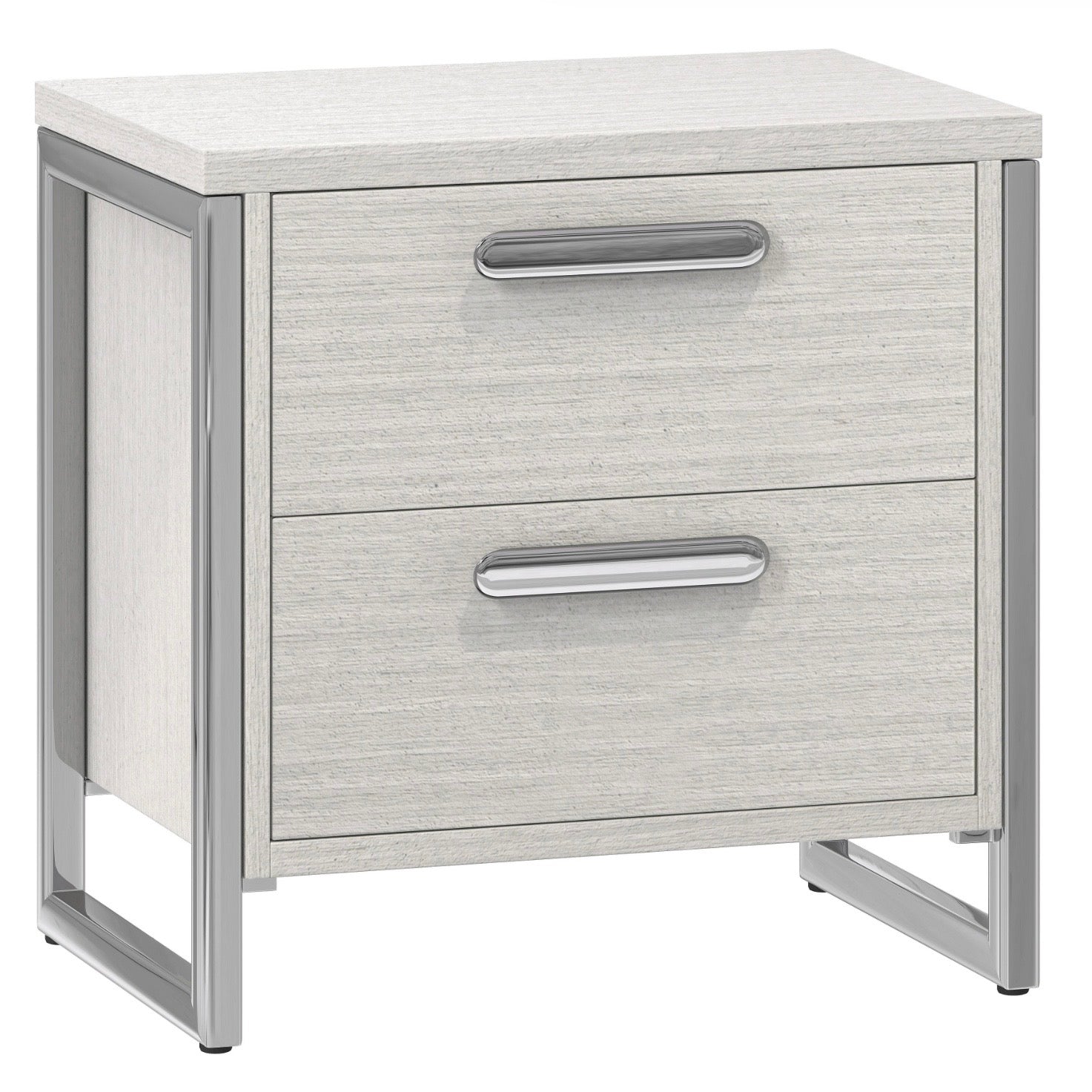 Bernhardt Stratum Collection Two Drawer 28 Inch Nightstand ~ Mist Finish