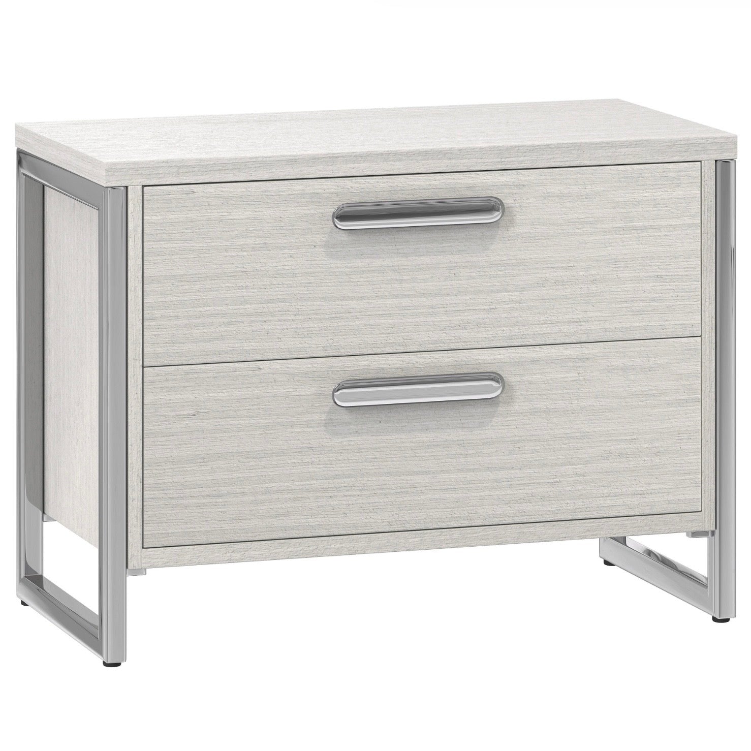 Bernhardt Stratum Collection Two Drawer 38 Inch Nightstand ~ Mist Finish - Image 2