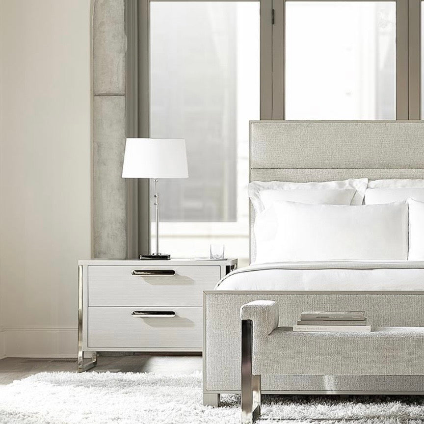 Bernhardt Stratum Collection Two Drawer 38 Inch Nightstand ~ Mist Finish