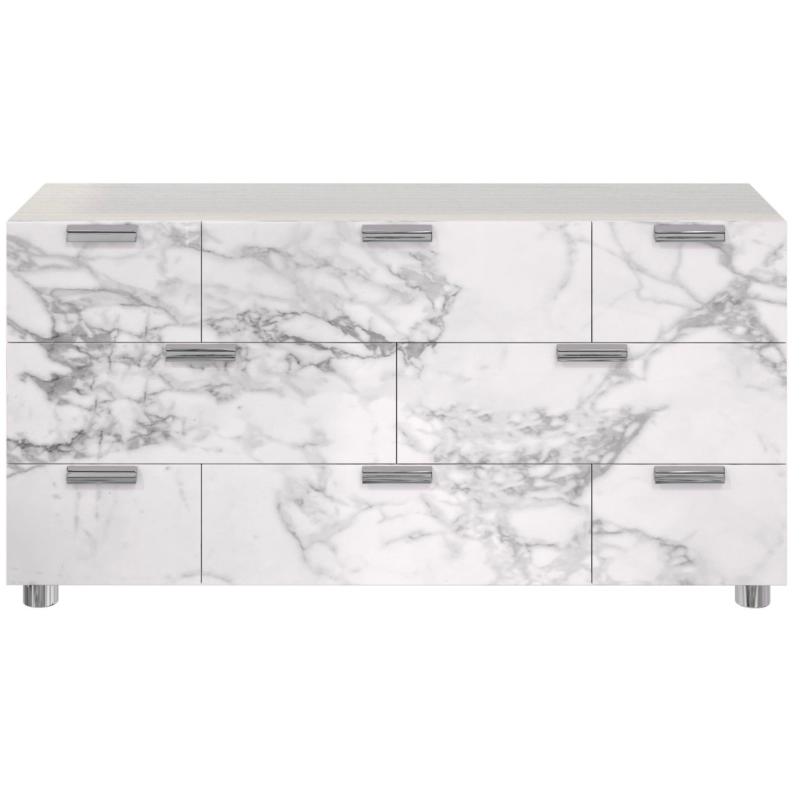 Bernhardt Stratum Collection Eight Drawer Dresser ~ Arabescato Stone with Mist Finish - Image 2