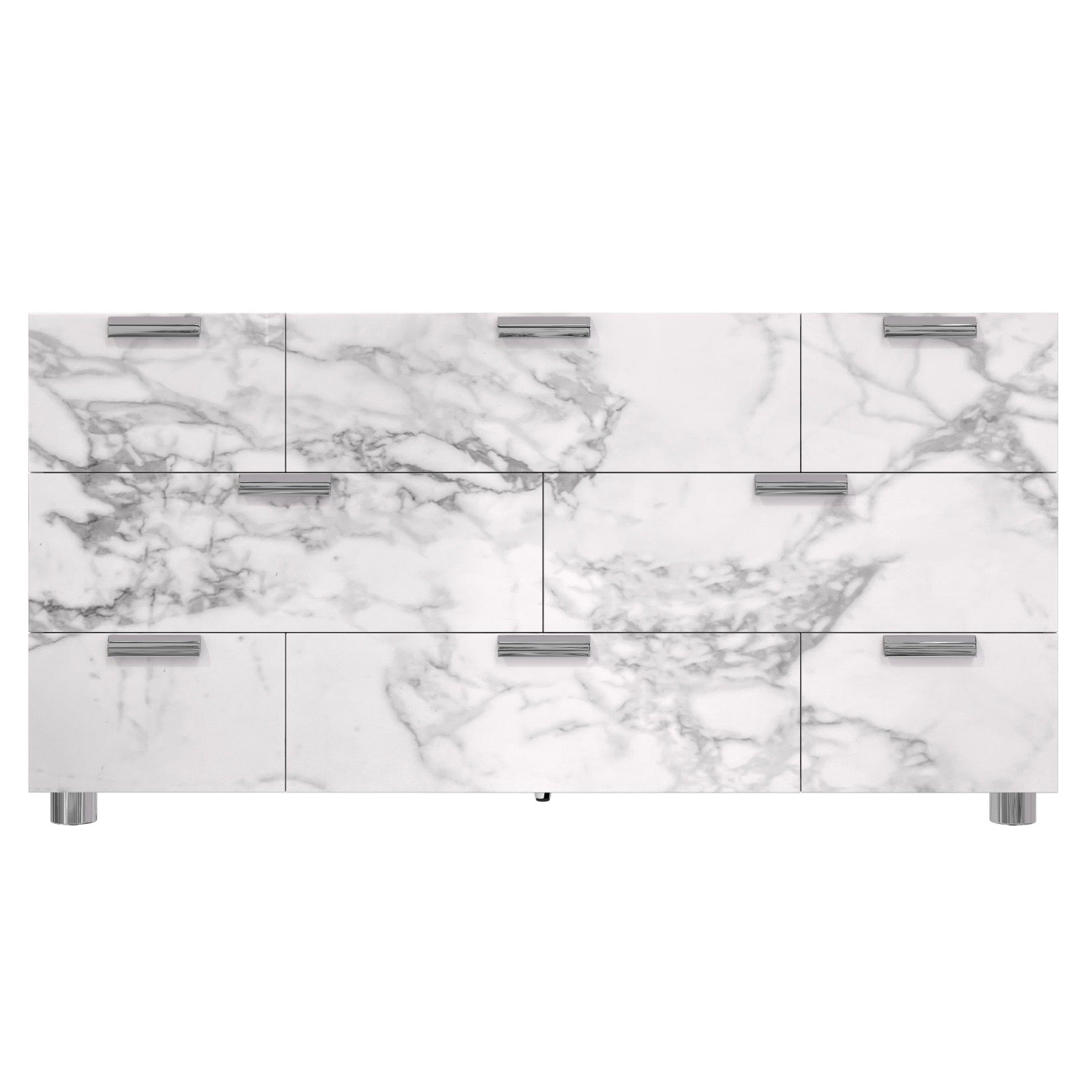 Bernhardt Stratum Collection Eight Drawer Dresser ~ Arabescato Stone with Mist Finish - Image 3