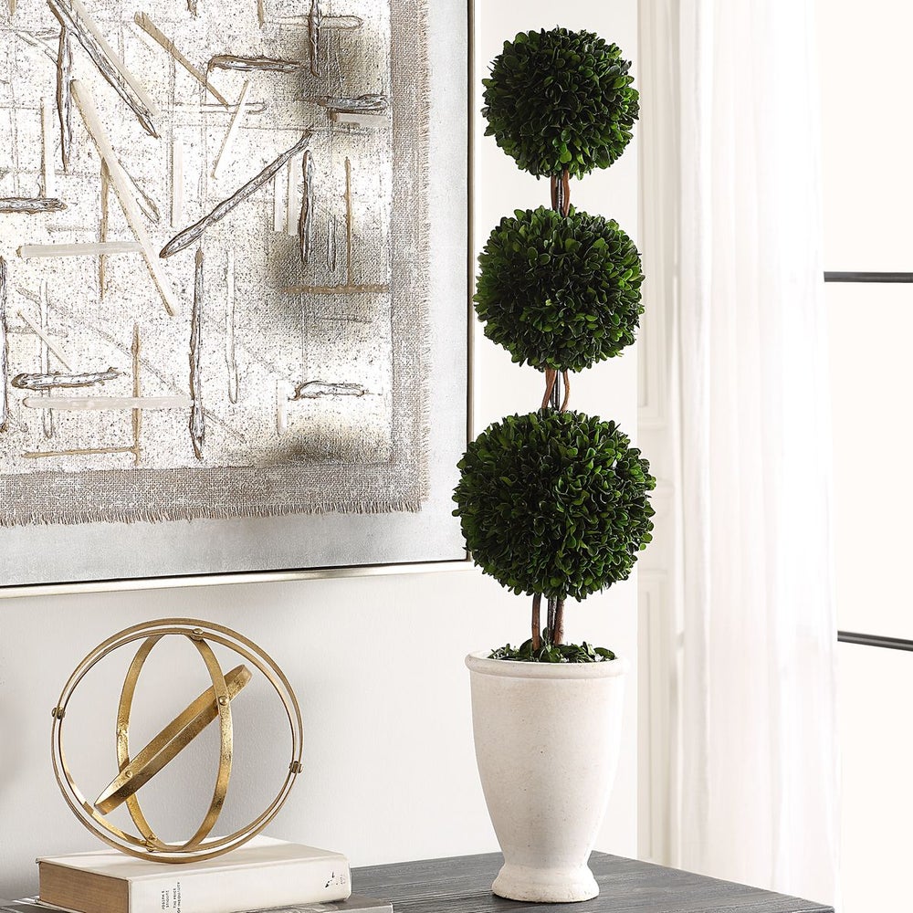 Uttermost Preserved Boxwood Triple Topiary Botanicals - Image 1