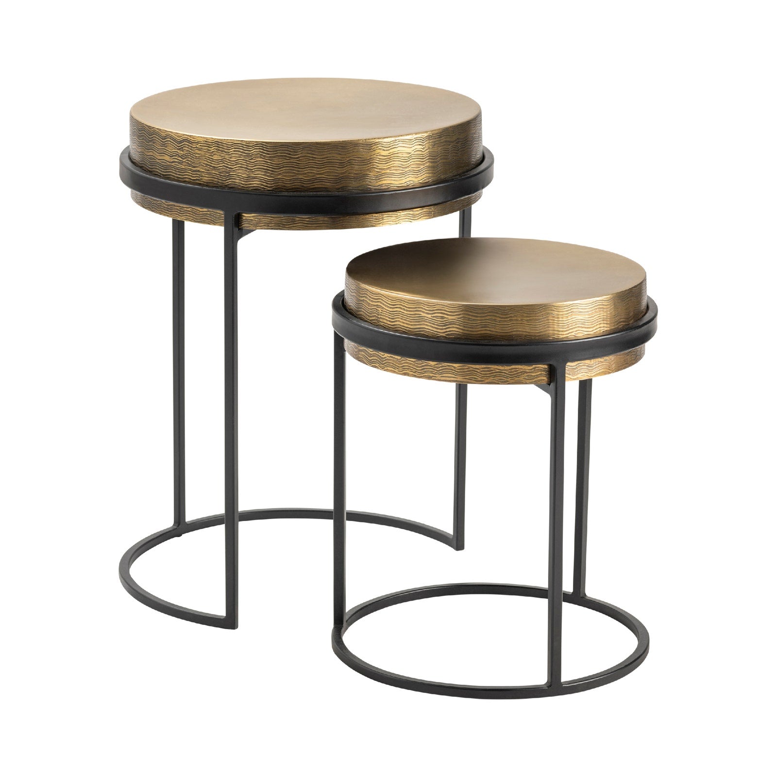 Crestview Collection Hudson Textured Brass Nesting Tables - Image 2