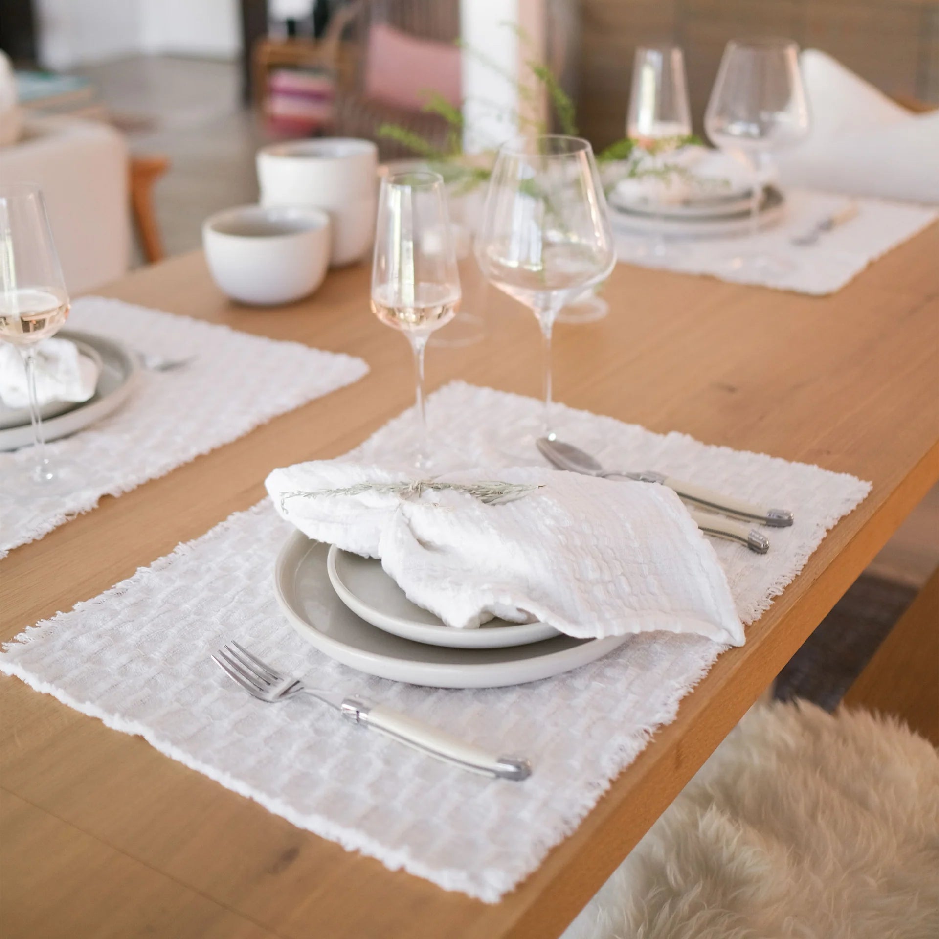Pom Pom at Home Wren Ivory Set of 4 Placemats ~ 13 x 19 - Image 1