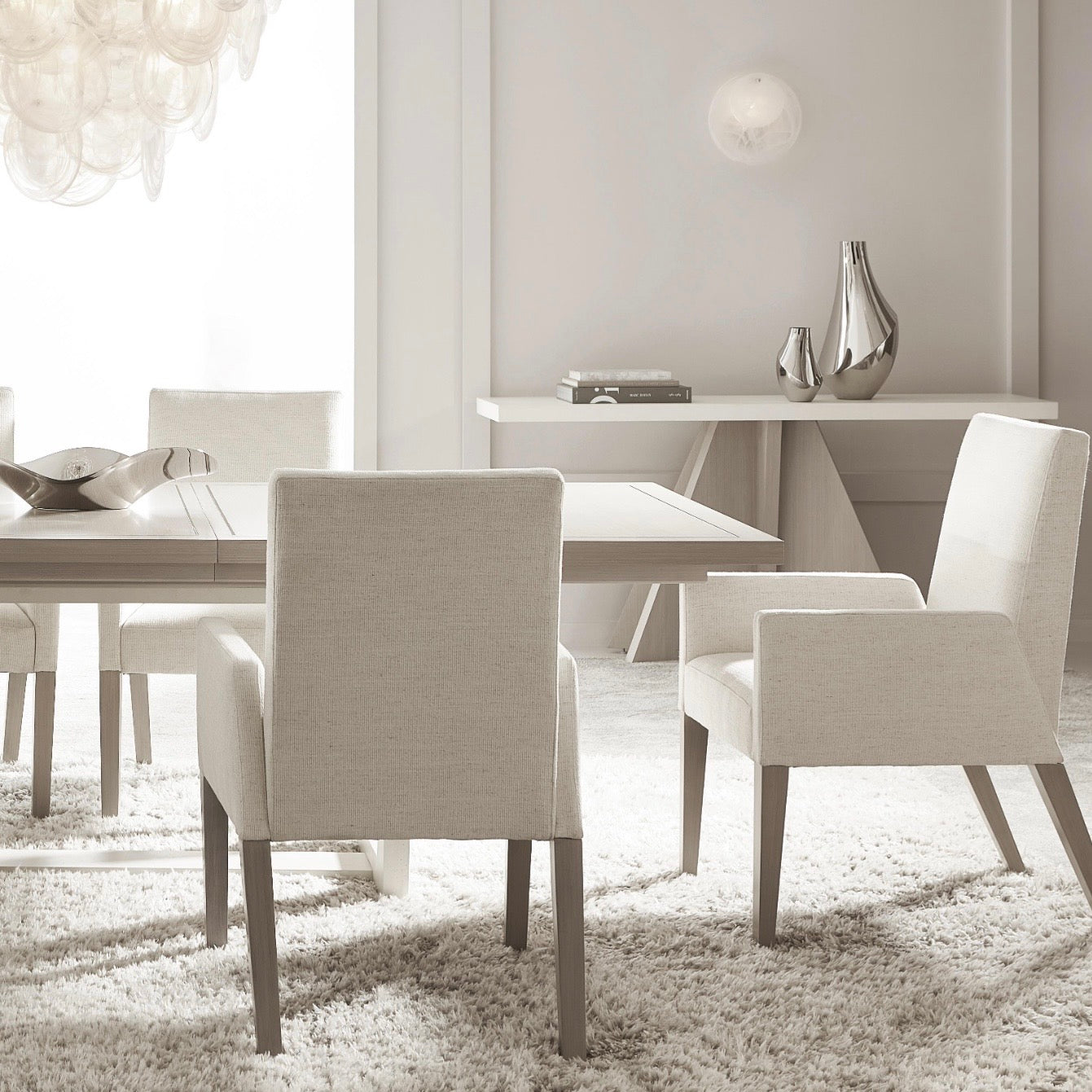 Bernhardt Stratum Collection Upholstered Dining Armchair ~ Mist Finish - Image 1