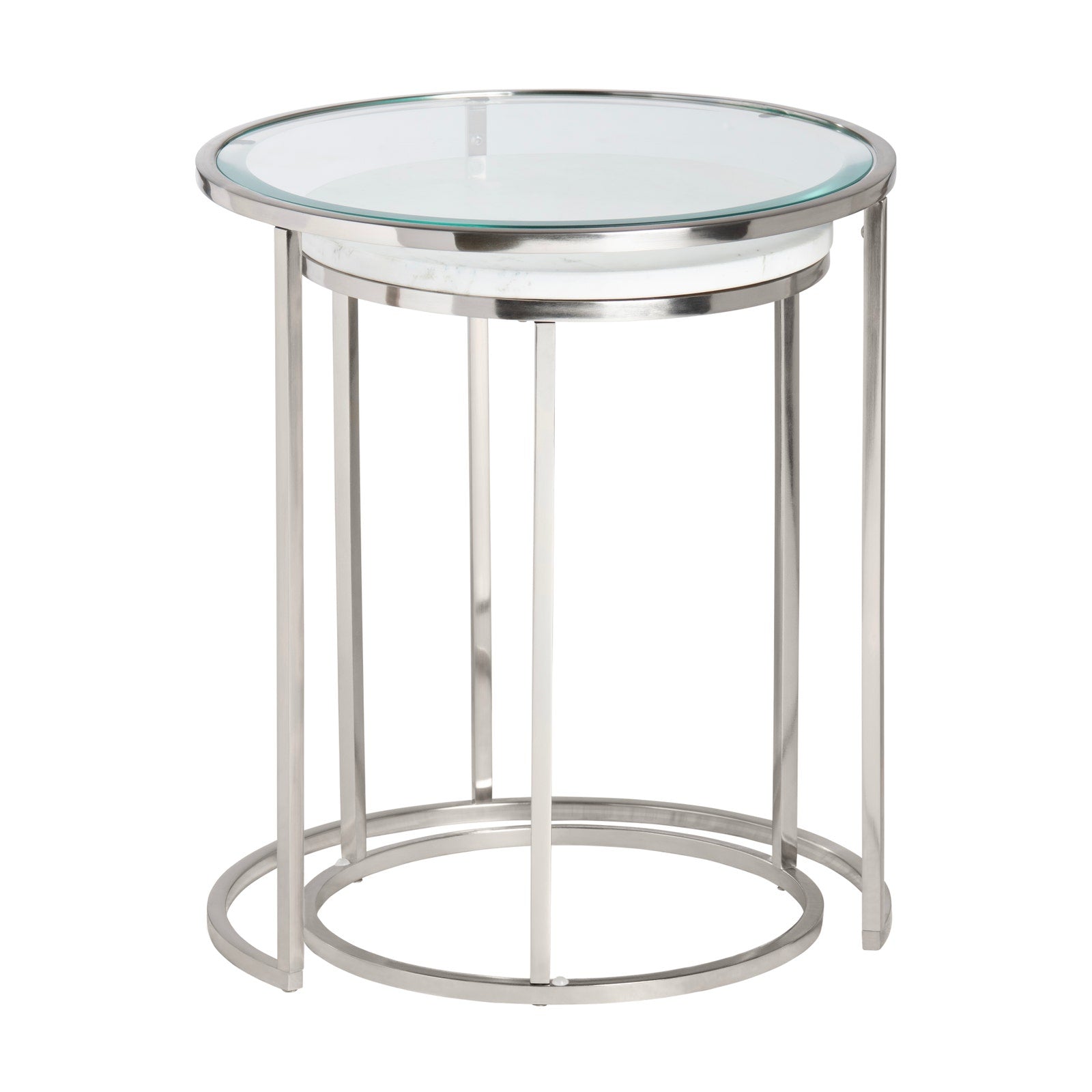 Crestview Collection Cellini Marble and Glass Nesting Tables - Image 2