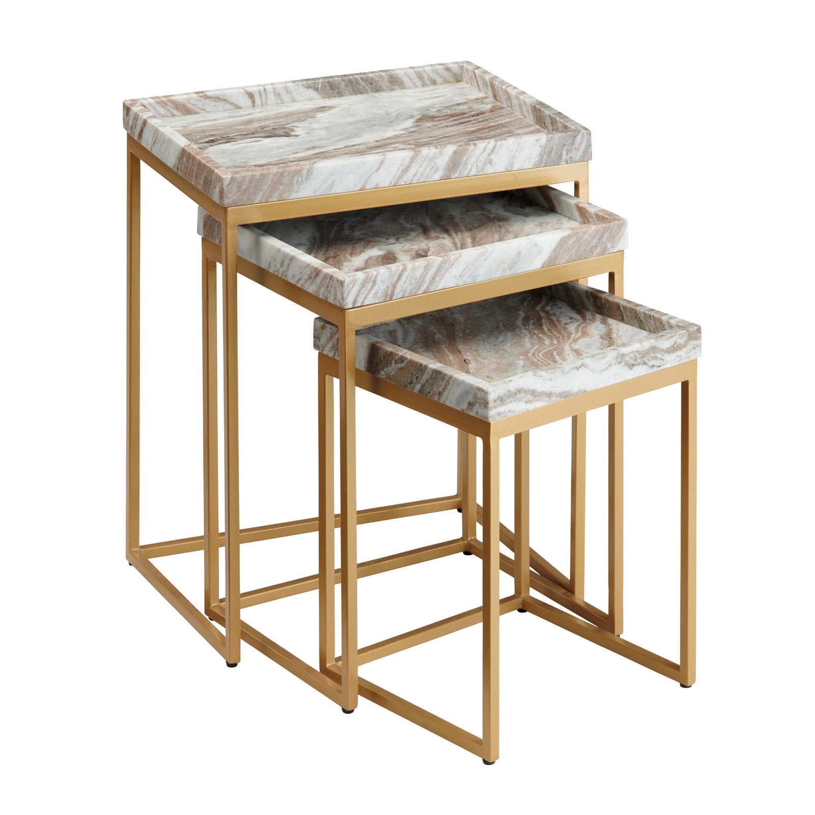 Crestview Collection Torrento Marble Nesting Tables ~ Set Of 3