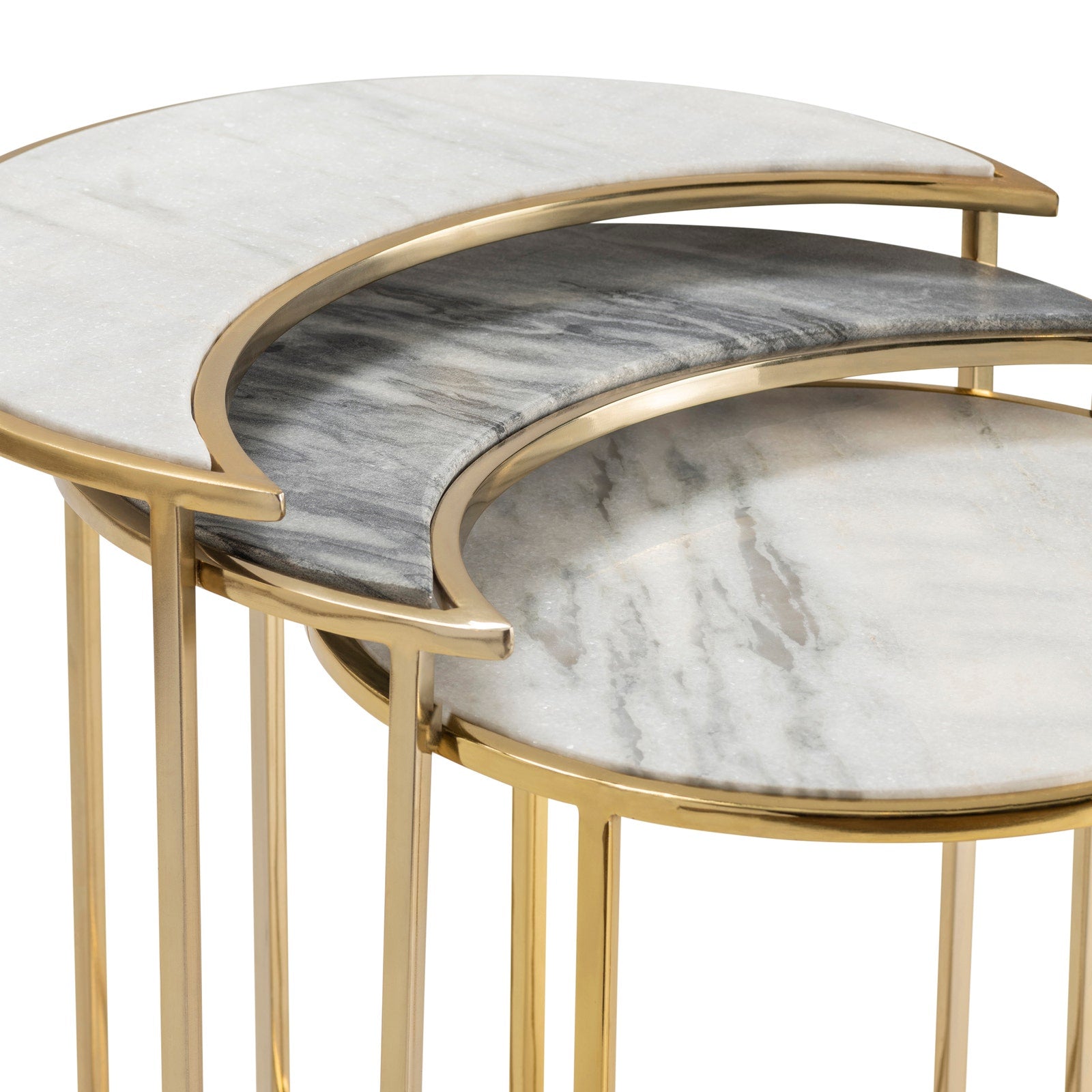 Crestview Collection Astronomy Set of 2 Marble Nesting Tables - Image 2